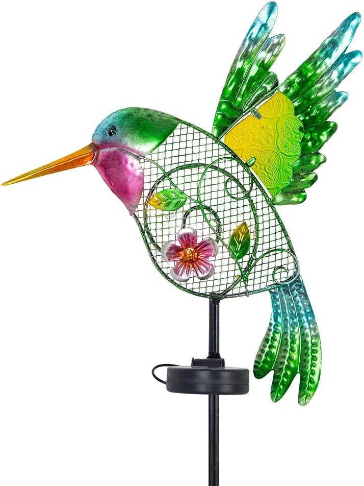 Outdoor Solar Garden Lights, Metal Hummingbird Garden Stake Lights for Outdoor Garden Patio Yard Pathway