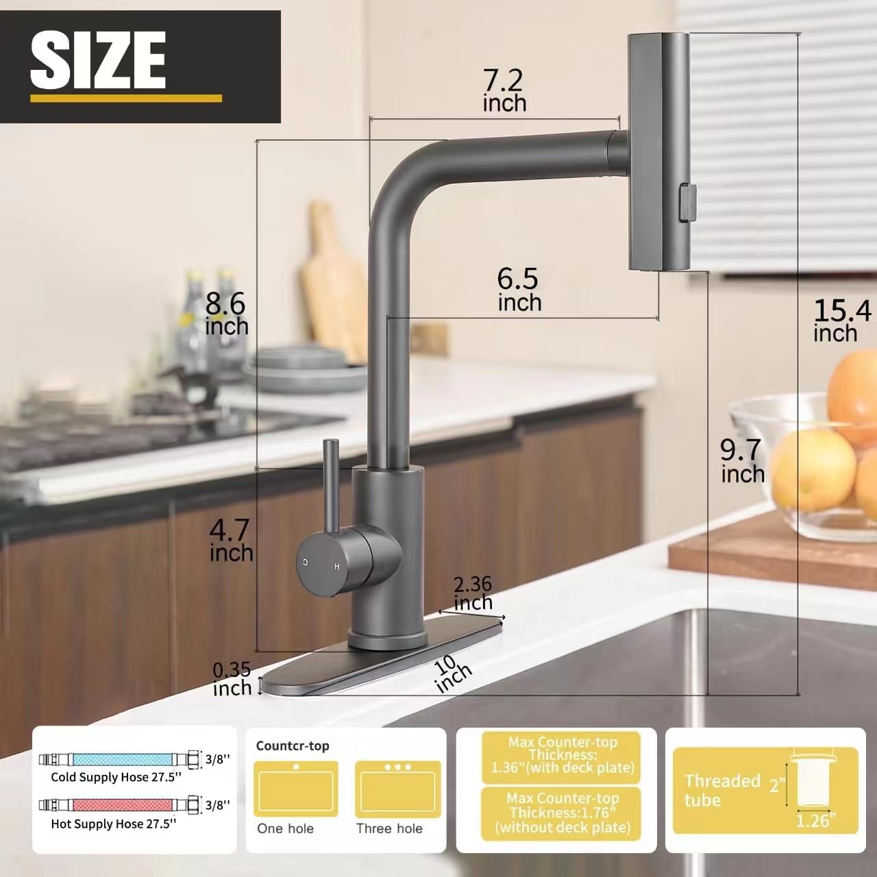 3 Modes(Sweep/Stream/Waterfall) Rotary Switch Stainless Steel Commercial Modern Faucet