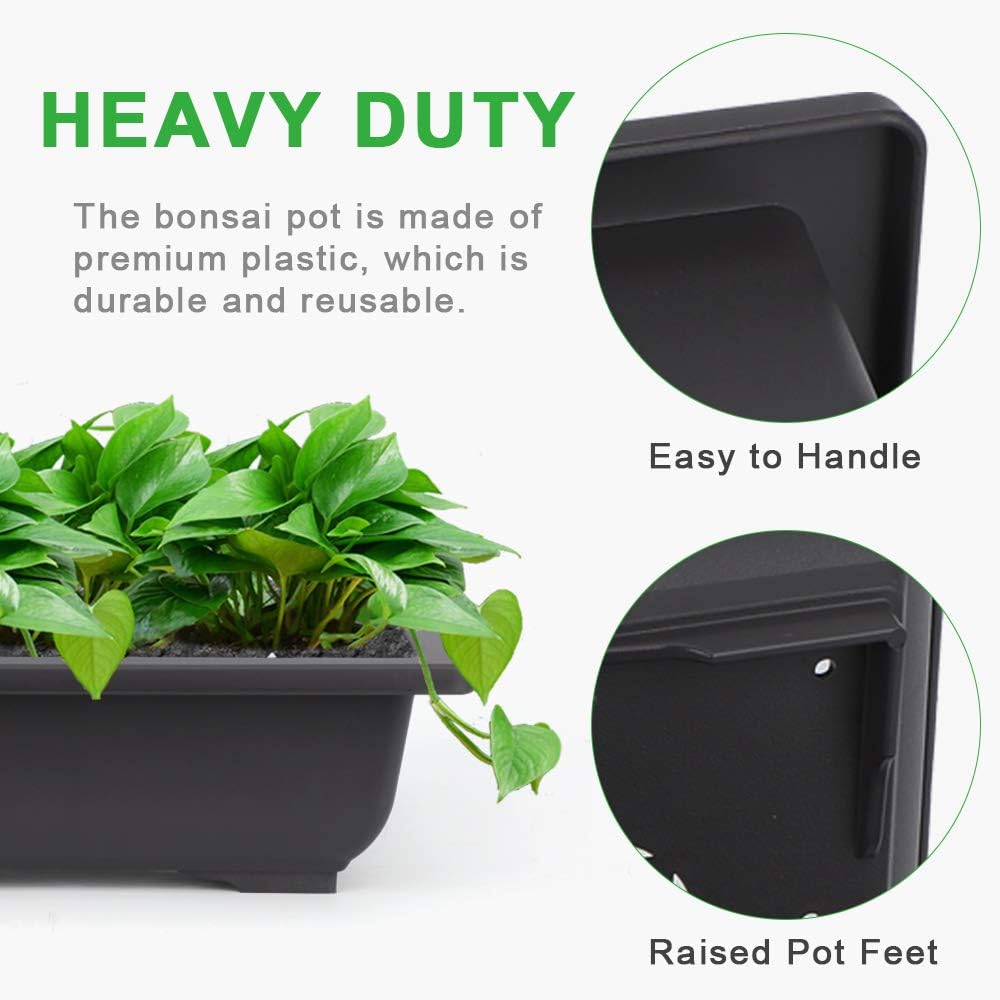 6 Pack 9 Inch Bonsai Training Pots with Drainage Humidity Trays, Bonsai Tree Pots with 1 Repotting Mat, Bonsai Container Planter Growing Pot for Garden, Yard, Balcony, Office, Living Room