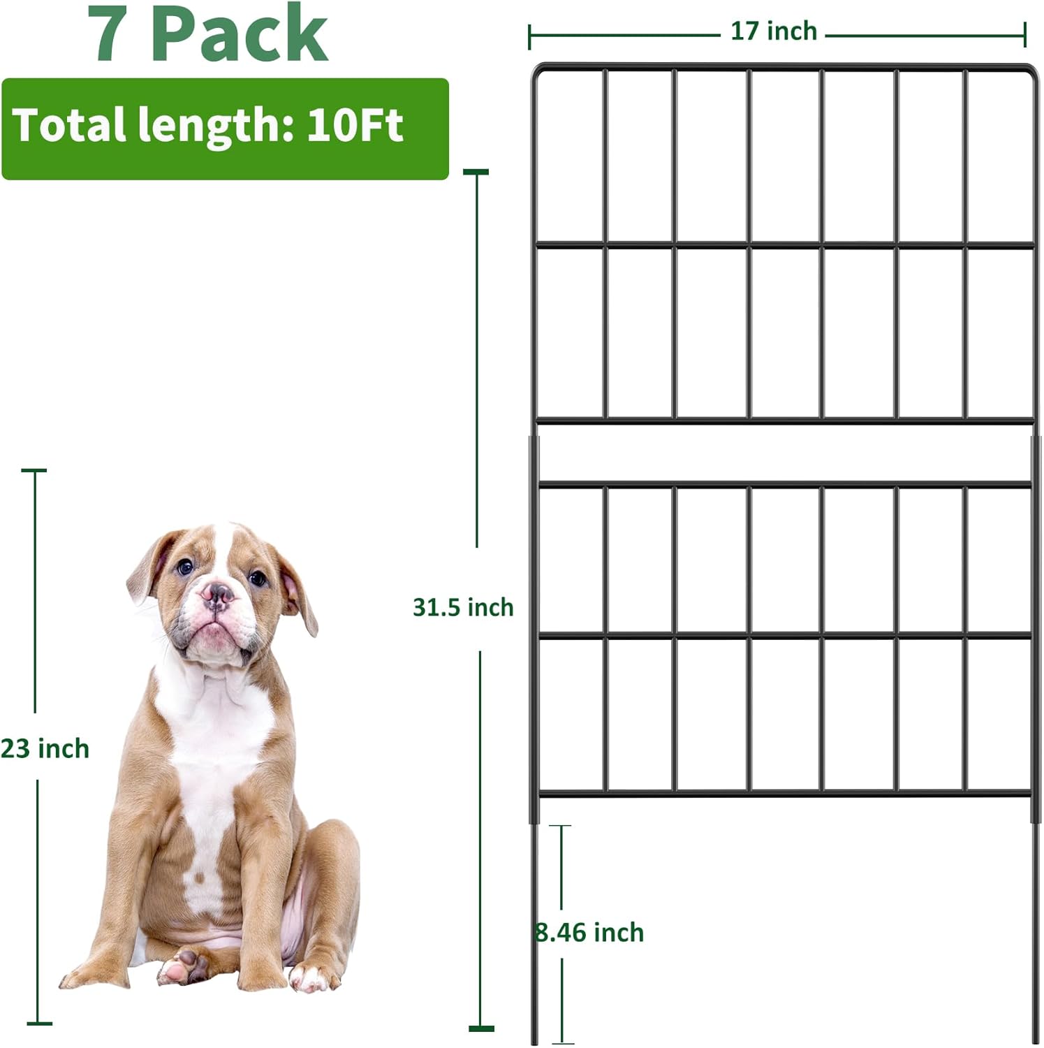 7 Pack 31.5 Inch(H) X 10 Ft(L) Decorative Garden Fence Fencing Panels, Metal Wire Border No Dig Fencing Animal Barrier