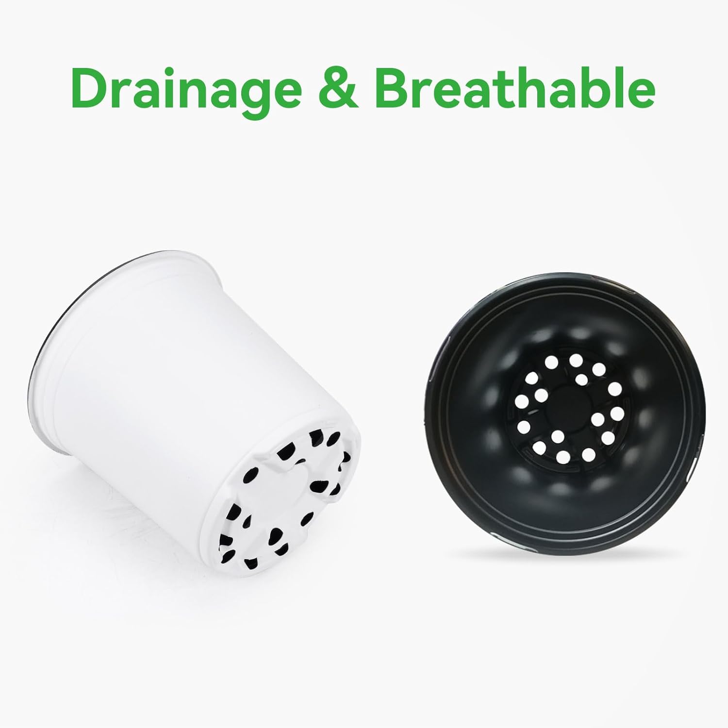 24 Set 6" 1 Gallon for Plants Flexible Nursery Pot with Drainage Hole and 15 Pcs Plant Labels, Flower Plant Container for Indoor Outdoor, Seedlings, Vegetables, Succulents, White