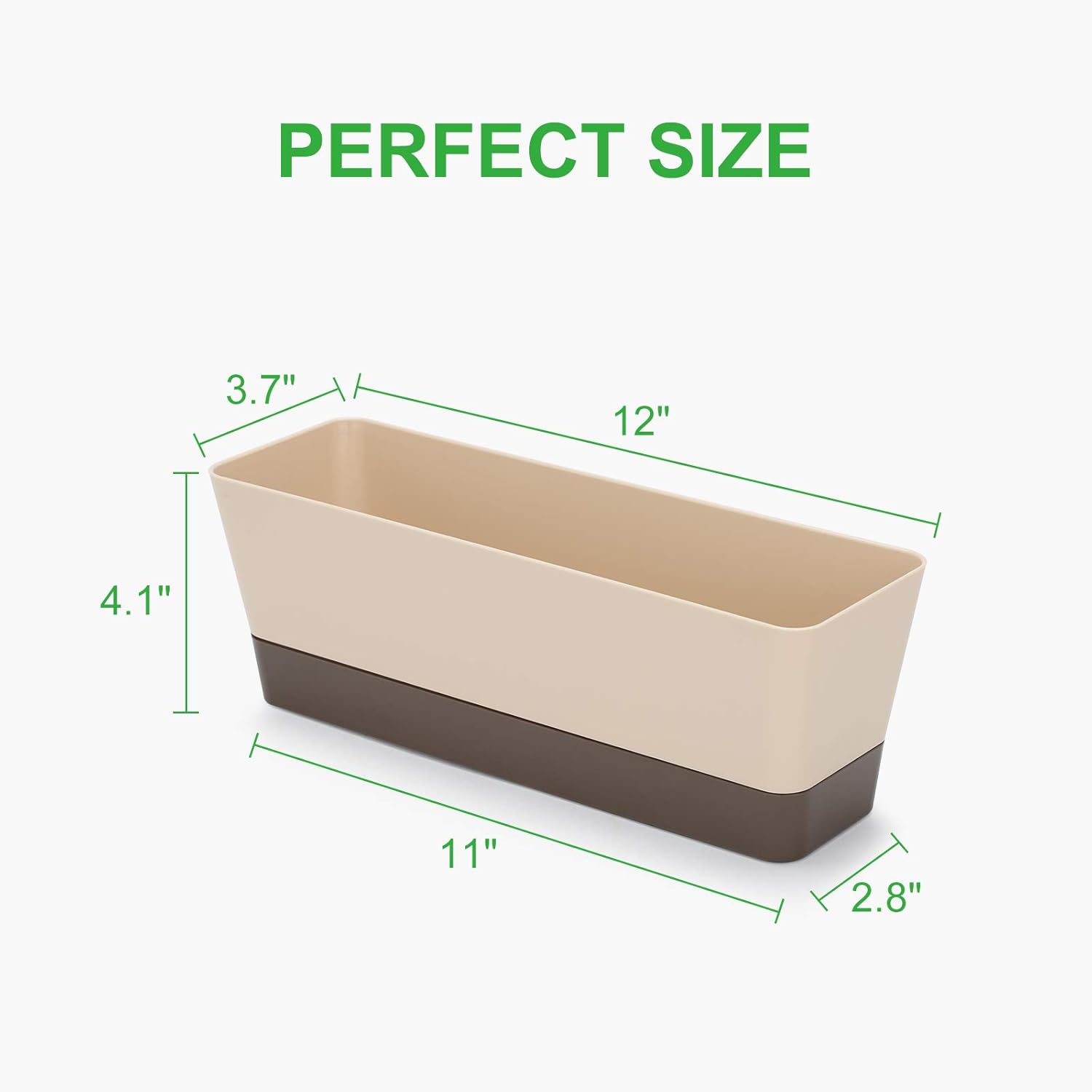 3 Packs 12 Inches Window Boxes Rectangle Planter Long Pots with 15 Pcs Plant Labels Plastic Flower Plant with Saucer for Windowsill Garden Balcony Home Indoor Outdoor (Beige)
