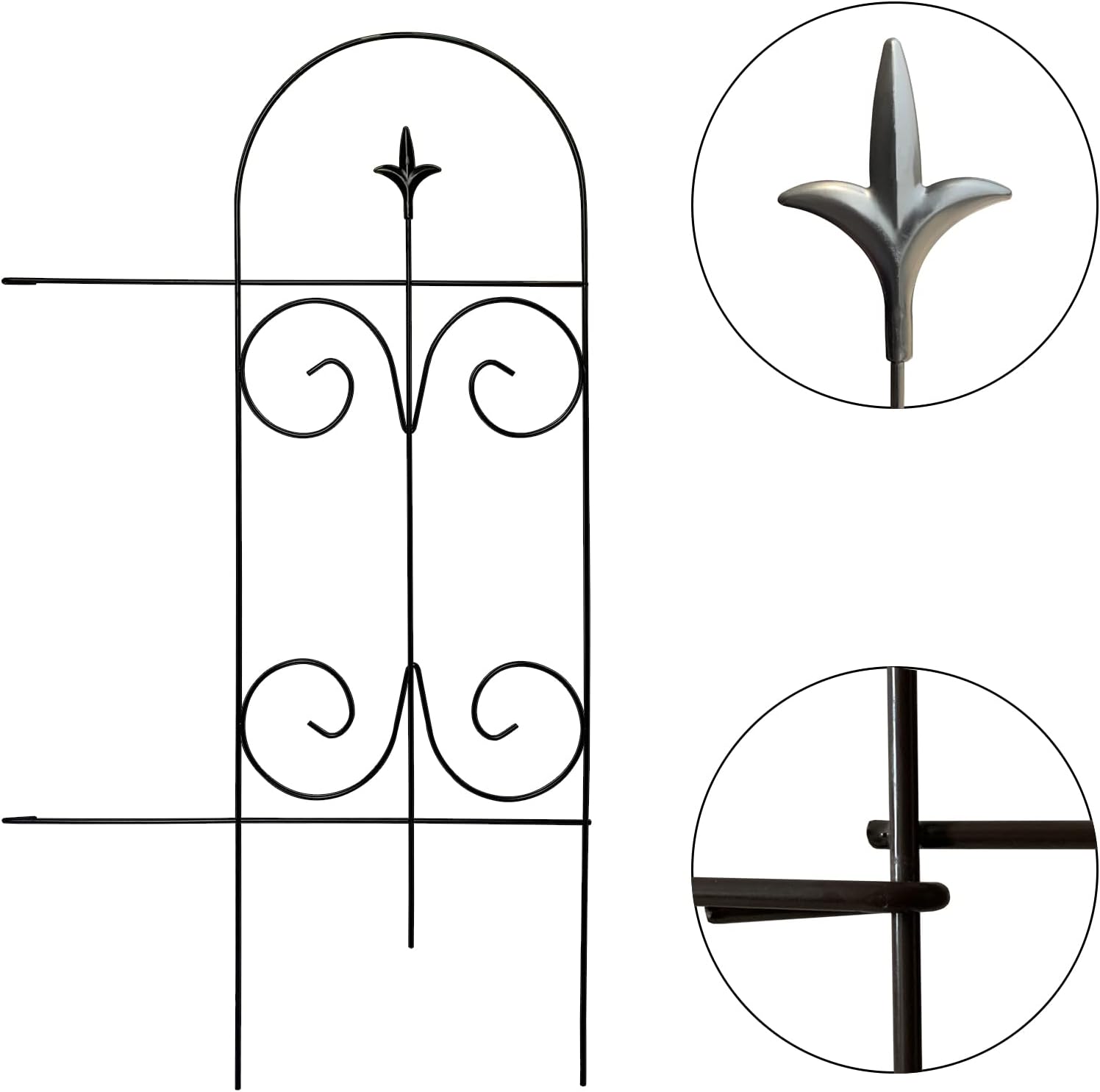 Metal Decorative Garden Fence Border 32 in .H x 17.5 in .W (14 Panels, Total Length 20 feet) No Dig Fence Rustproof Wrought Iron Landscape Fencing