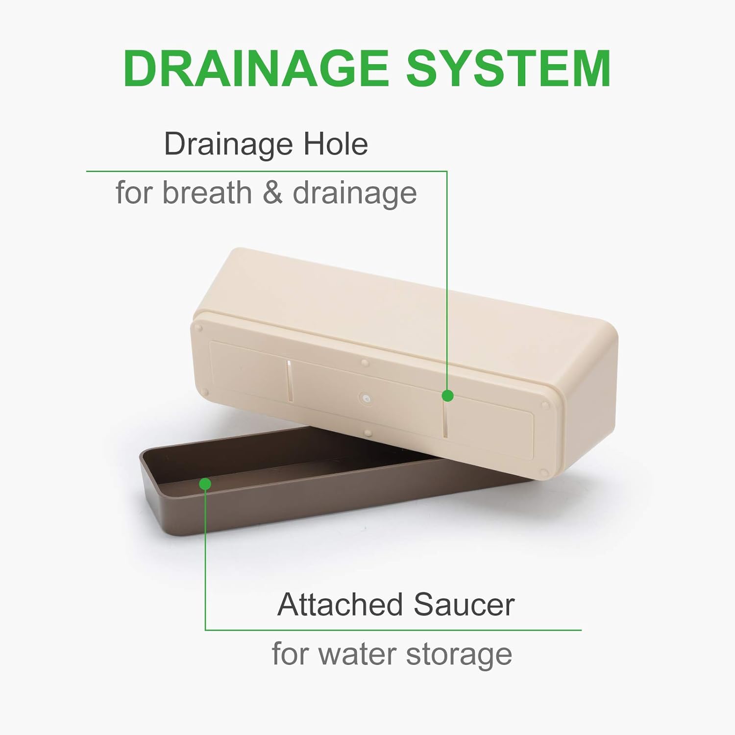 3 Packs 12 Inches Window Boxes Rectangle Planter Long Pots with 15 Pcs Plant Labels Plastic Flower Plant with Saucer for Windowsill Garden Balcony Home Indoor Outdoor (Beige)