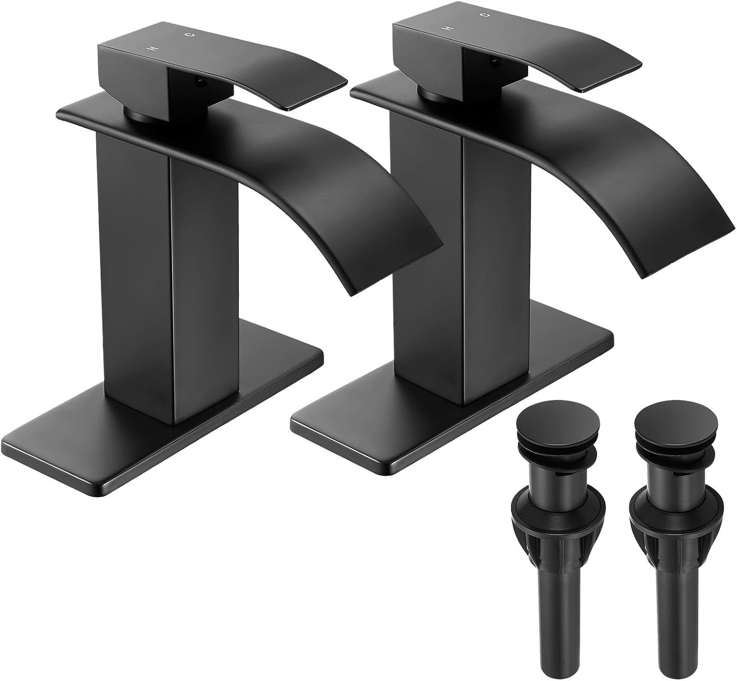  Black Waterfall Bathroom Faucet Lavatory Single Handle 1 or 3 Hole