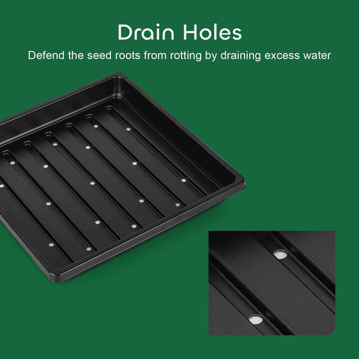 6 Packs Seed Starter Trays 10.6 x 10.6 Inch, Plastic Seed Germination Trays with 15 Pcs Plant Labels, Seedling Starting Pot with Drain Holes for Greenhouse