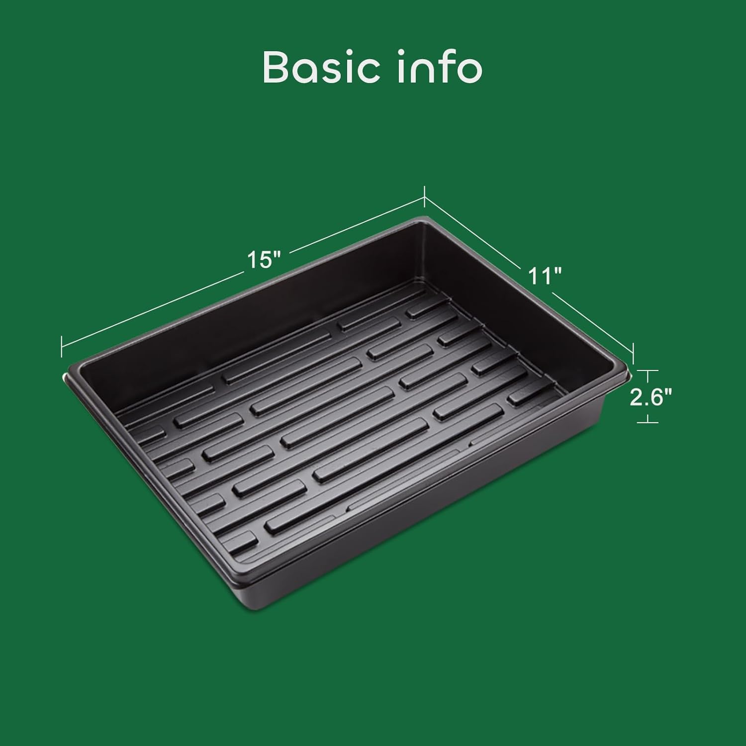 12 Packs 15 x 11 x 2.6 Inch Plastic Growing Trays with 15 Pcs Plant Labels, Seed Planting Tray Seedling Starter for Greenhouse Hydroponics Seedlings Plant Germination