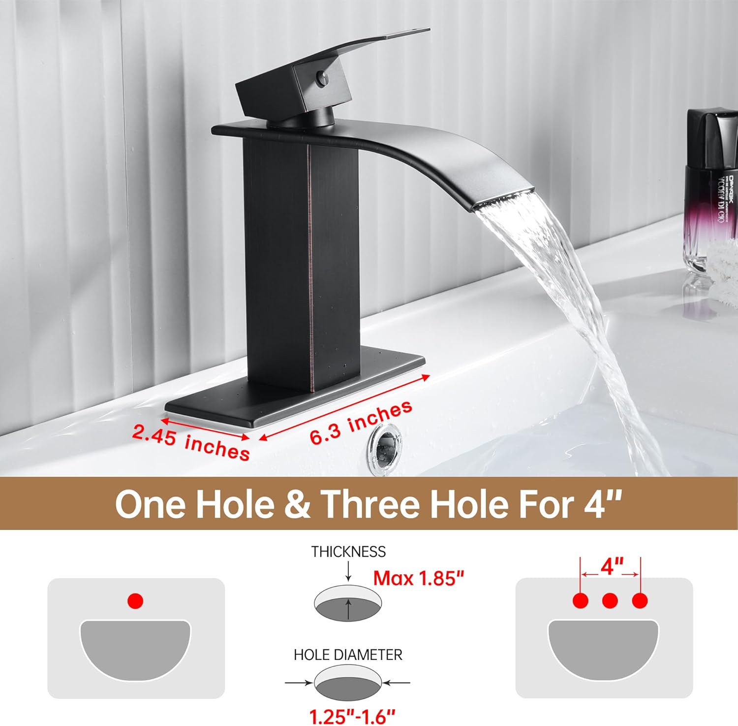  Oil Rubbed Bronze Waterfall Bathroom Faucet