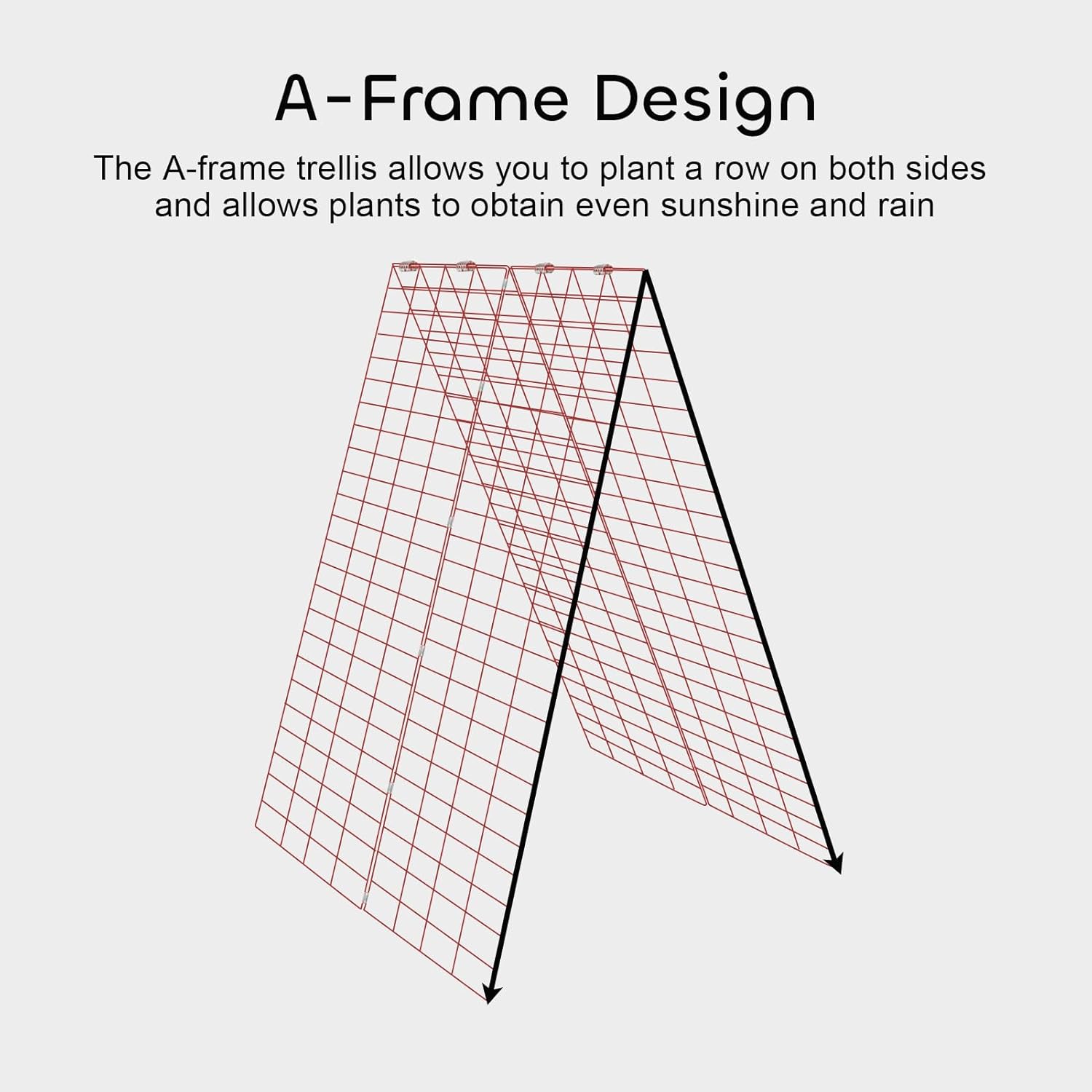 34 x 48 Inches Red Foldable Cucumber Trellis A-Frame Garden Trellis with 328 Feet Twist Ties, for Cucumber, Climbing Plants Vegetables Flowers