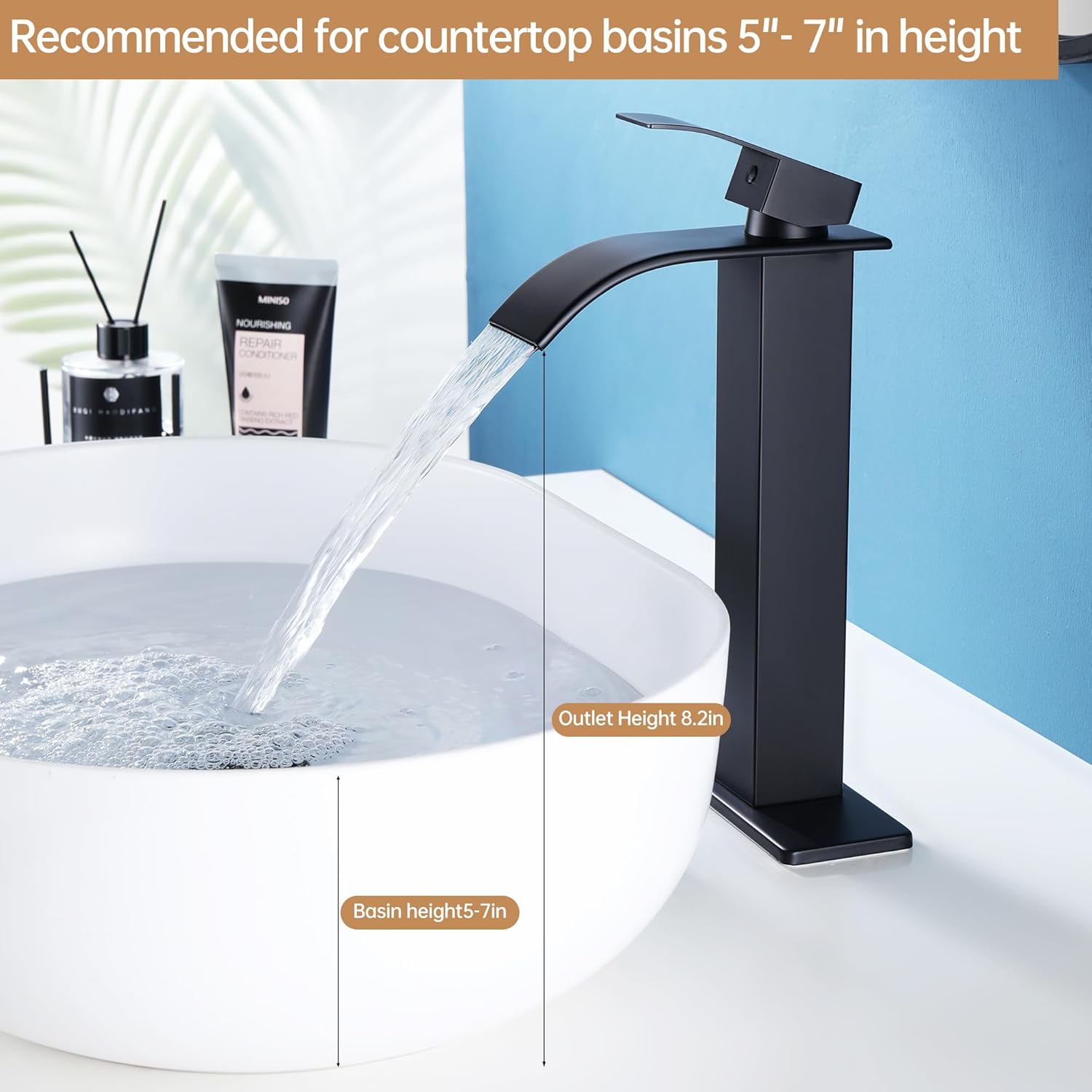 Tall Vessel Sink Faucet Matte Black Faucet