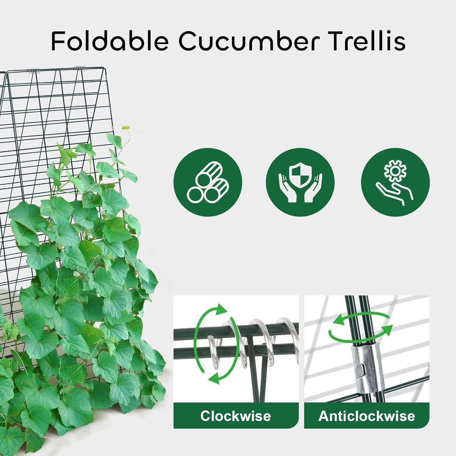 34 x 48 Inches Foldable Cucumber Trellis A-Frame Garden Trellis with 328 Feet Twist Ties, for Cucumber, Climbing Plants Vegetables Flowers
