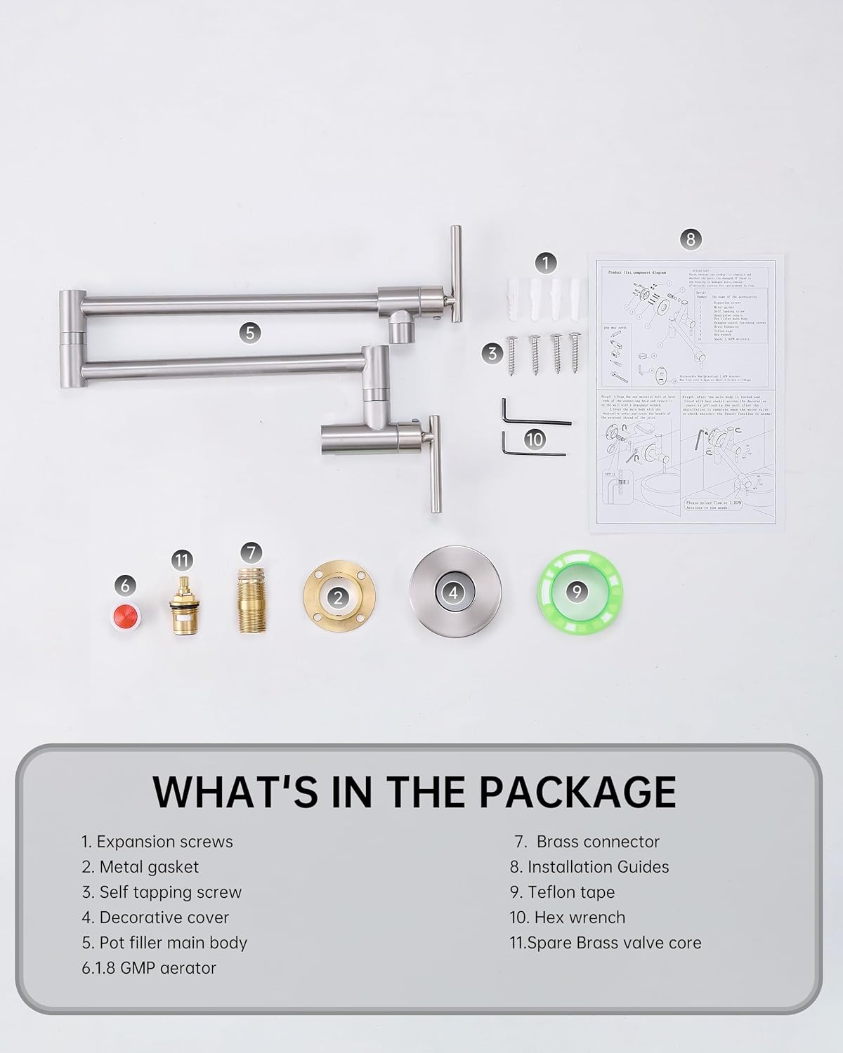 Brushed Nickel Pot Filler