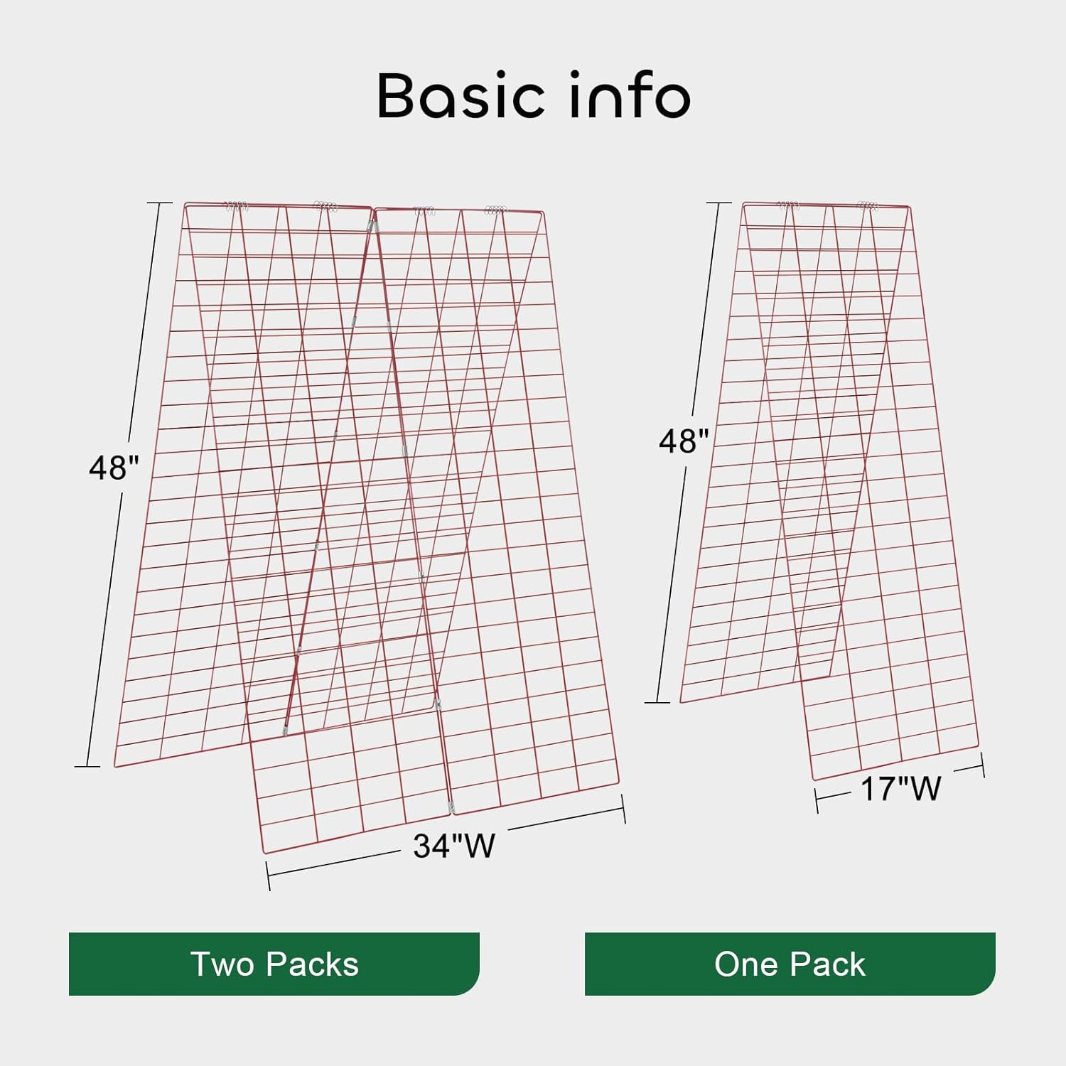 34 x 48 Inches Red Foldable Cucumber Trellis A-Frame Garden Trellis with 328 Feet Twist Ties, for Cucumber, Climbing Plants Vegetables Flowers