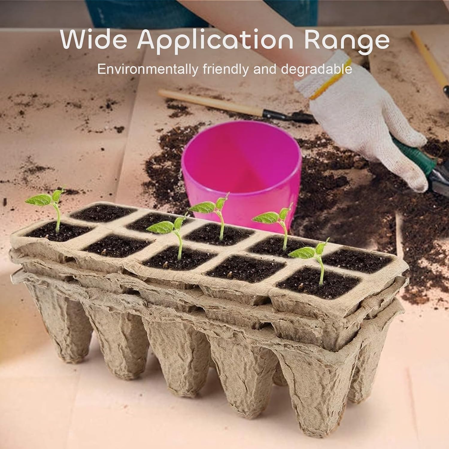 240 Cells Peat Pots Seed Starter Trays, 24 Packs Biodegradable Seedling Pots Germination Trays, Organic Plant Starter Kit with 15 Pcs Plant Labels