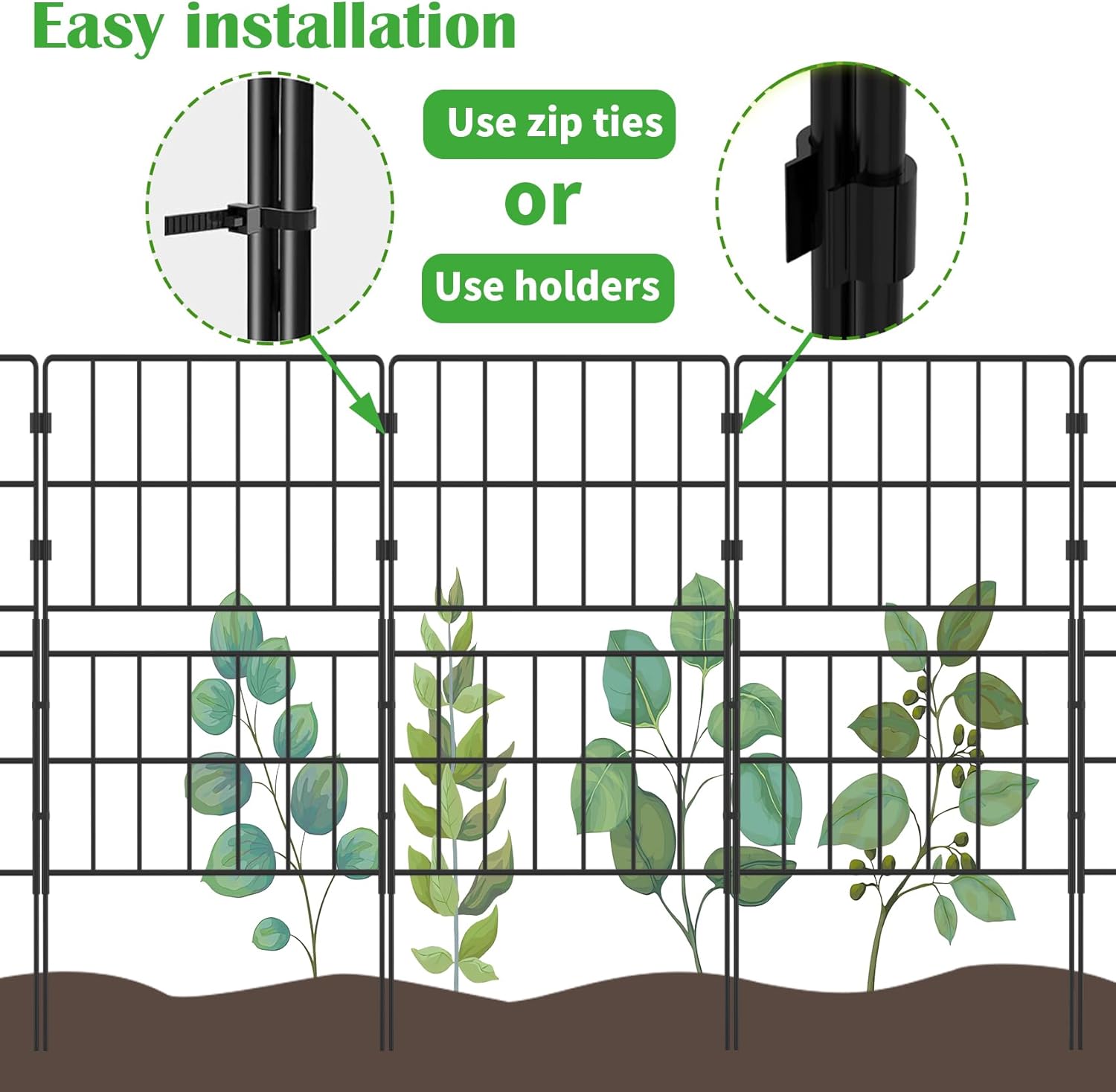 7 Pack 31.5 Inch(H) X 10 Ft(L) Decorative Garden Fence Fencing Panels, Metal Wire Border No Dig Fencing Animal Barrier