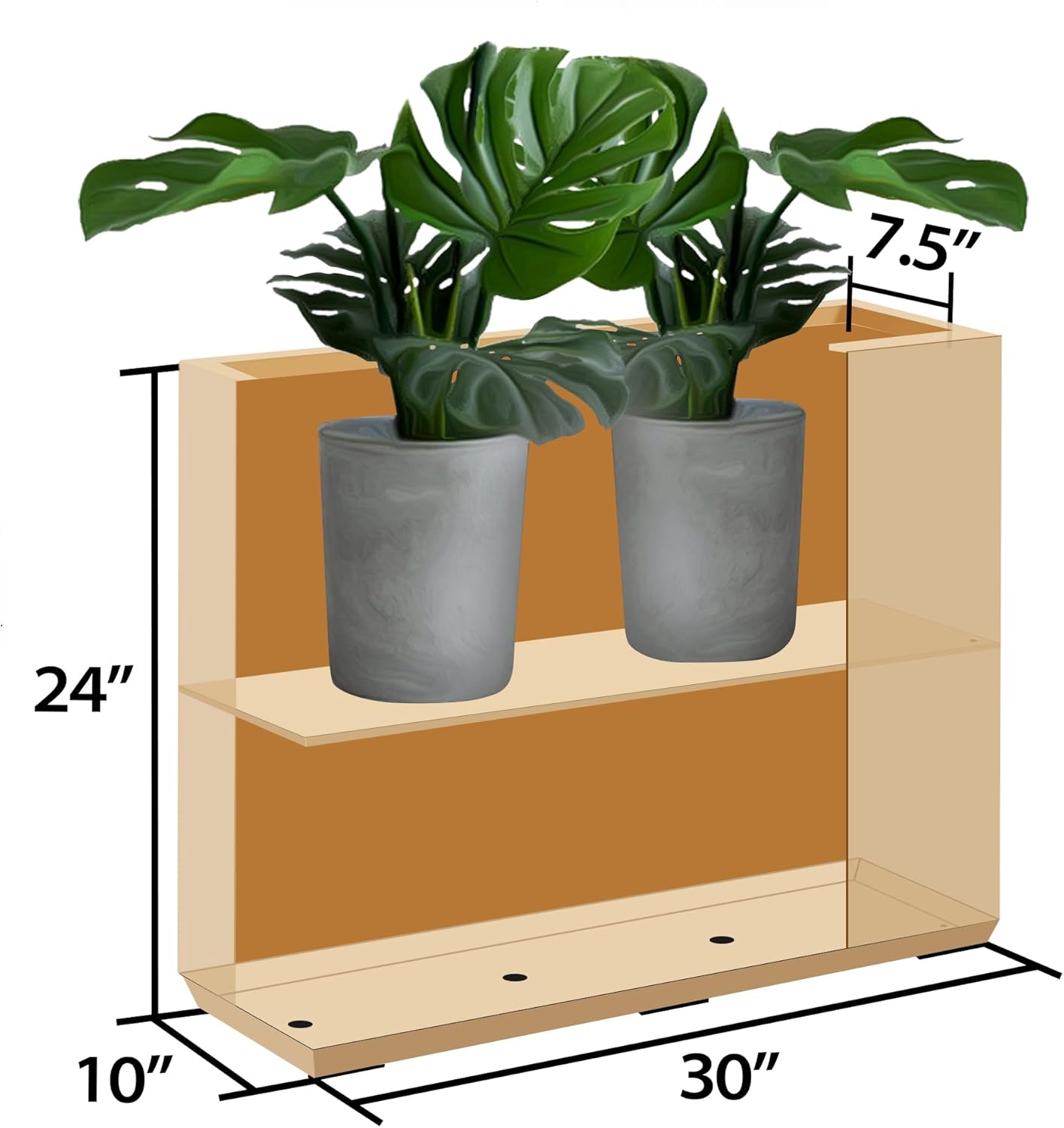 Metallic Heavy Outdoor Planter Box, Span Planter, Long and Tall Divider Planter, 30Lx10Wx24H