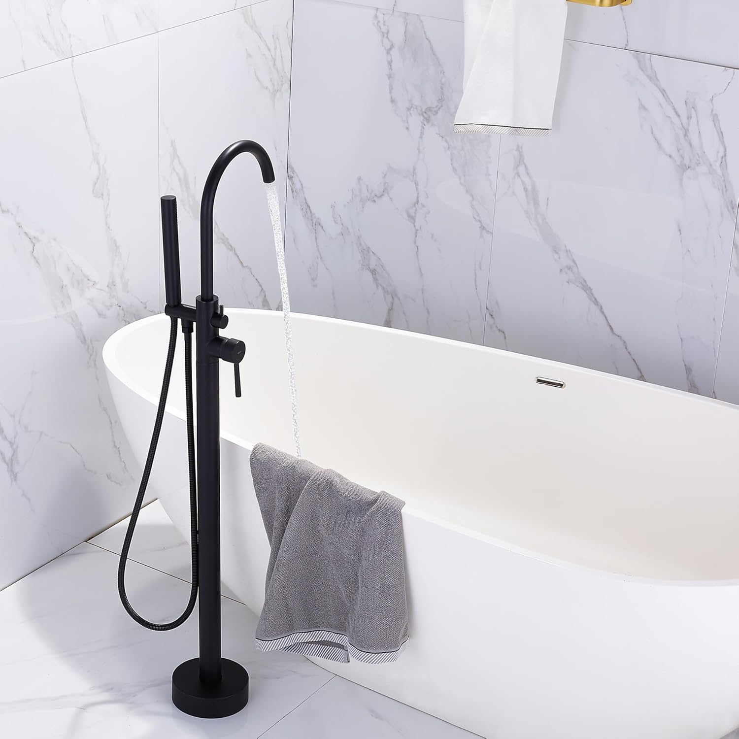  Freestanding Bathtub Faucet Floor Mount Tub Filler 