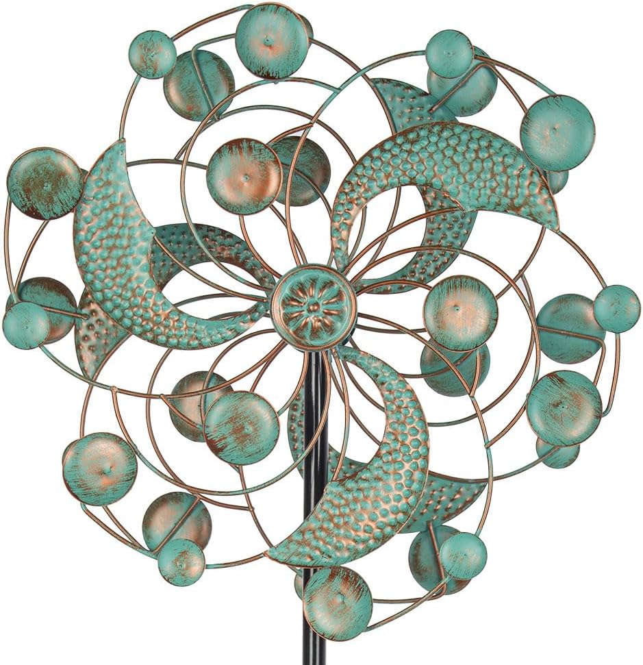 Wind Spinner Outdoor, Metal Kinetic Wind Spinners, 13 Inches Dia Wind Spinners for Yard Garden Outside Patio Lawn Decor (Turquoise)