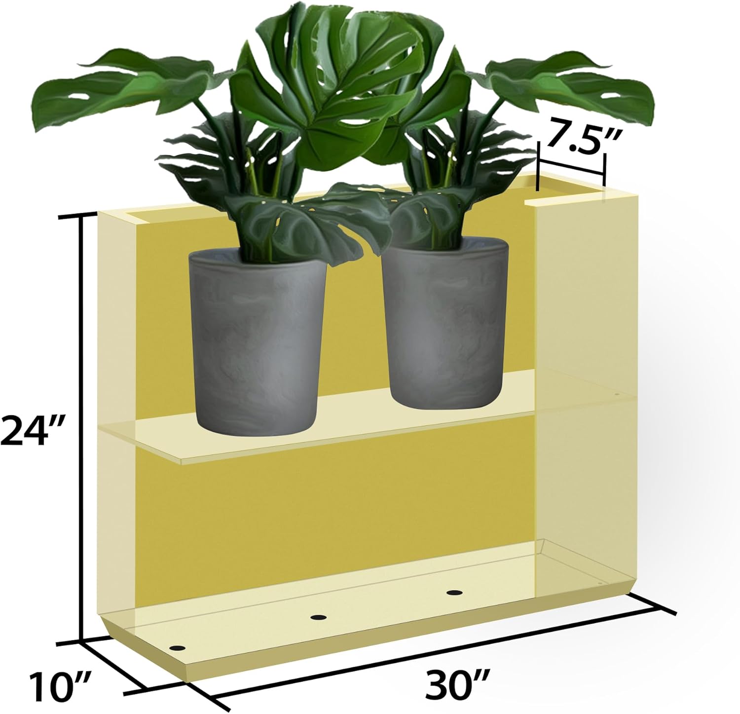 Metallic Heavy Outdoor Planter Box, Span Planter, Long and Tall Divider Planter, 30Lx10Wx24H