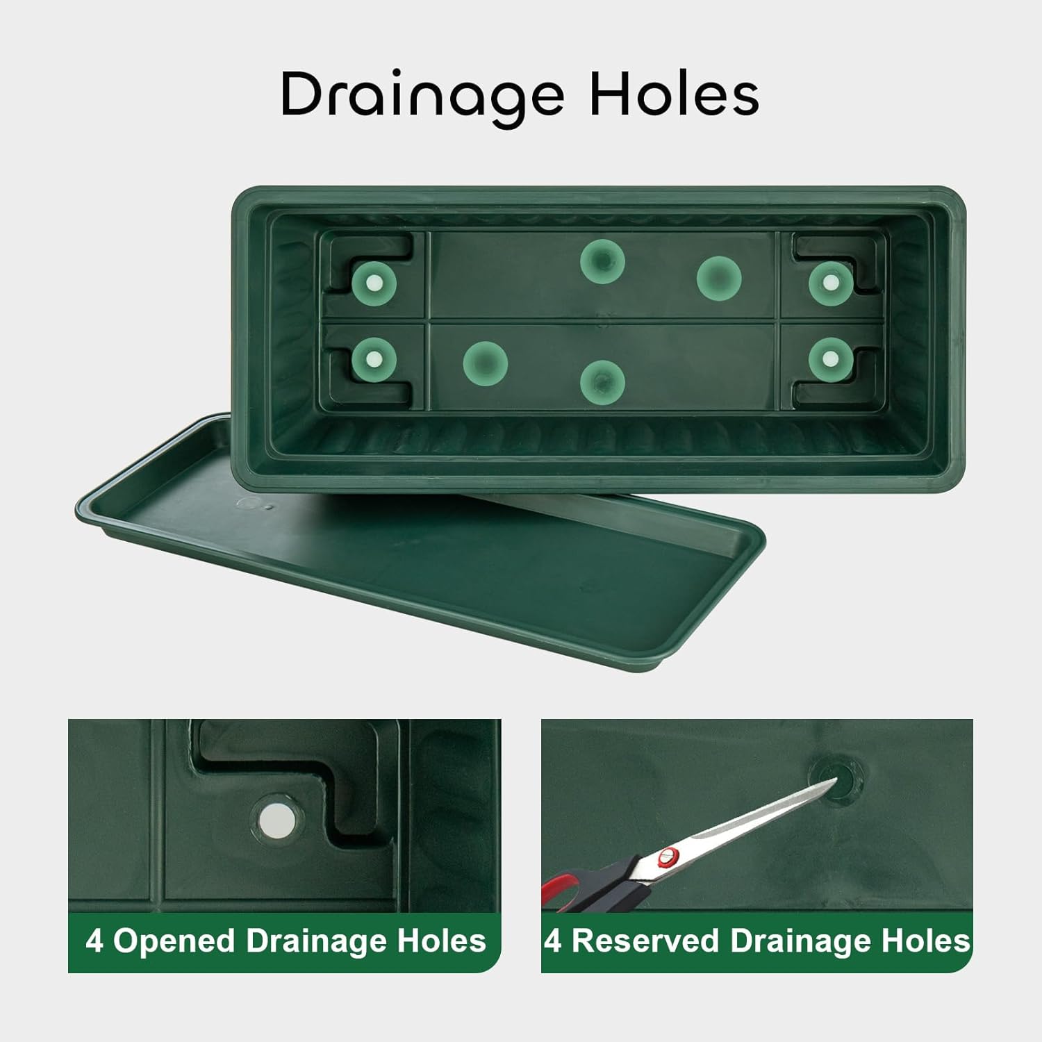 6 Packs 17 Inches Green Flower Window Box Plastic Vegetable Planters Long Pots with 15 Pcs Plant Labels for Outdoor Indoor Windowsill, Patio, Garden, Home Decor, Porch