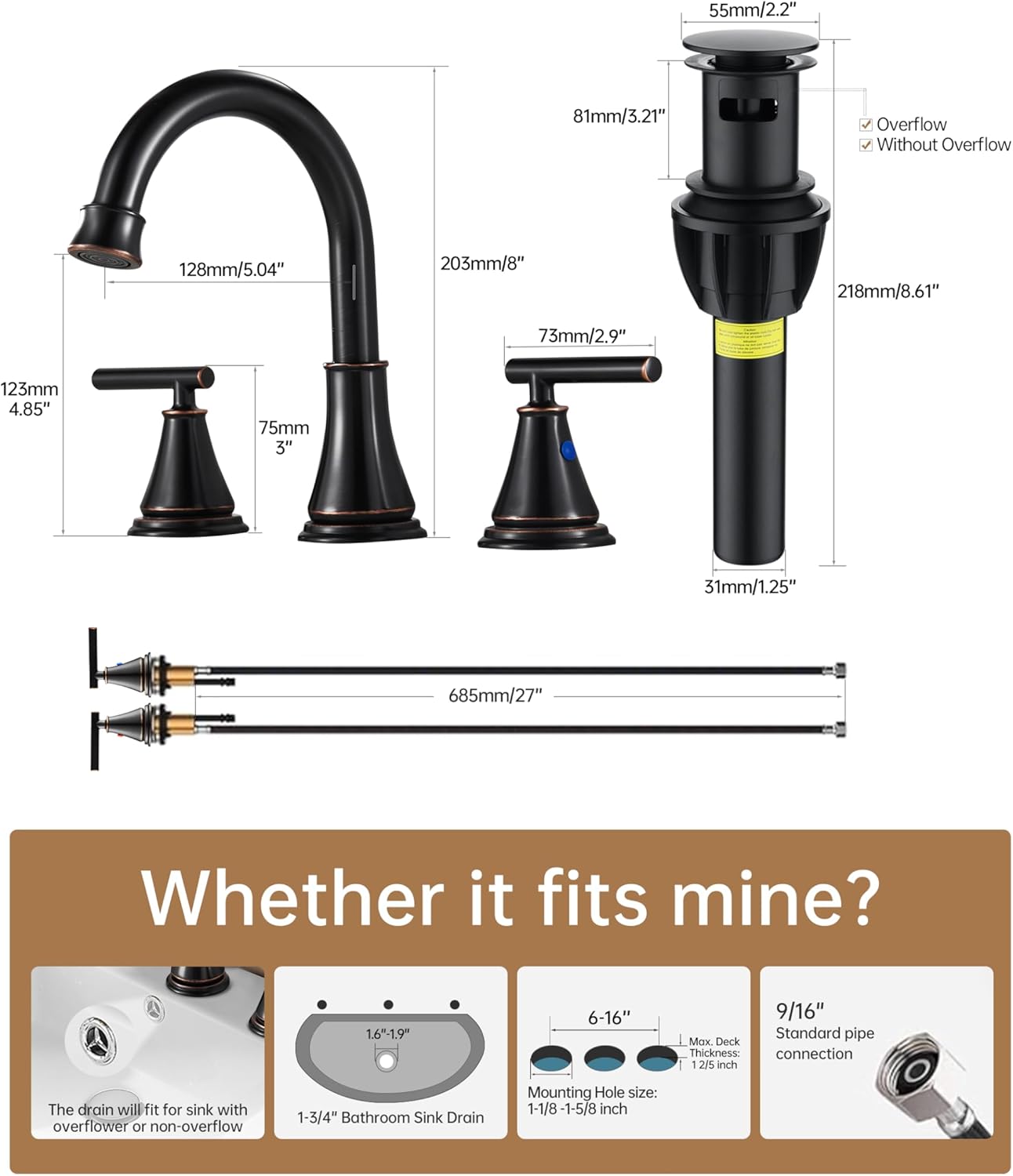  Bathroom Sink Faucet 3 Hole