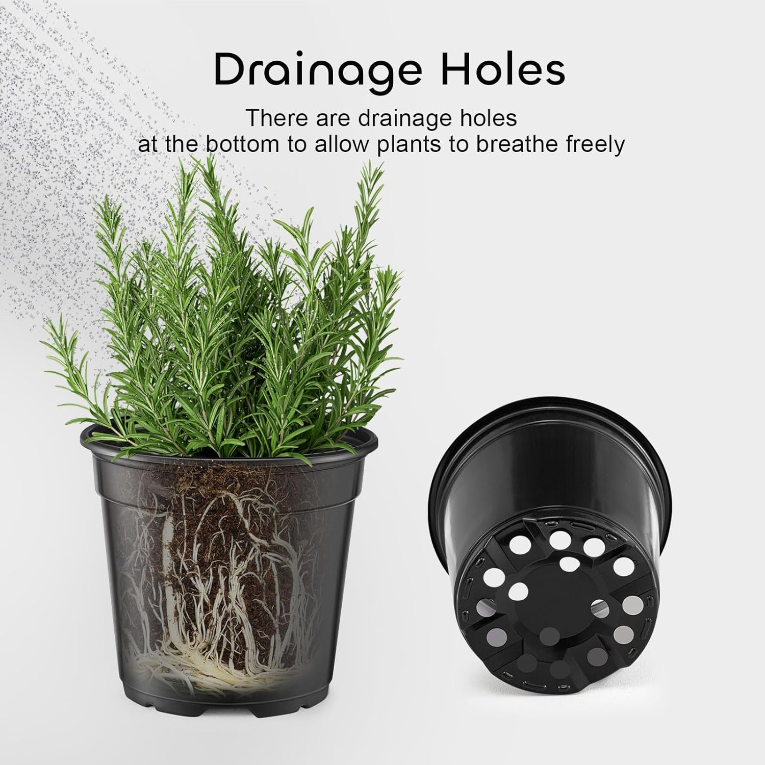 Nursery Pots with Drainage Holes Pack of 48 Pots 3.5/4.5/5.5/6.5 Inch and Plant Label Flexible Seedling Pots Seed Starting Planter for Indoor Outdoor Flowers, Succulents, Cactus