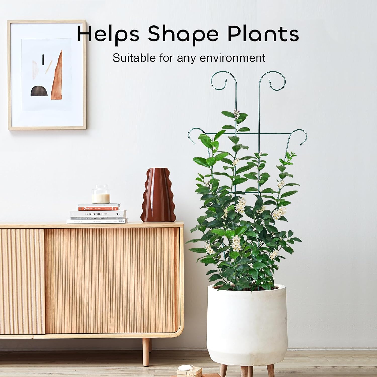 Garden Trellis 3 Pcs 43" for Potted Plants, Metal Trellis for Climbing Plants Outdoor & Indoor, Wave Shape Plant Support with 20 Pcs Cable Ties for Houseplant Flower Vines Ivy