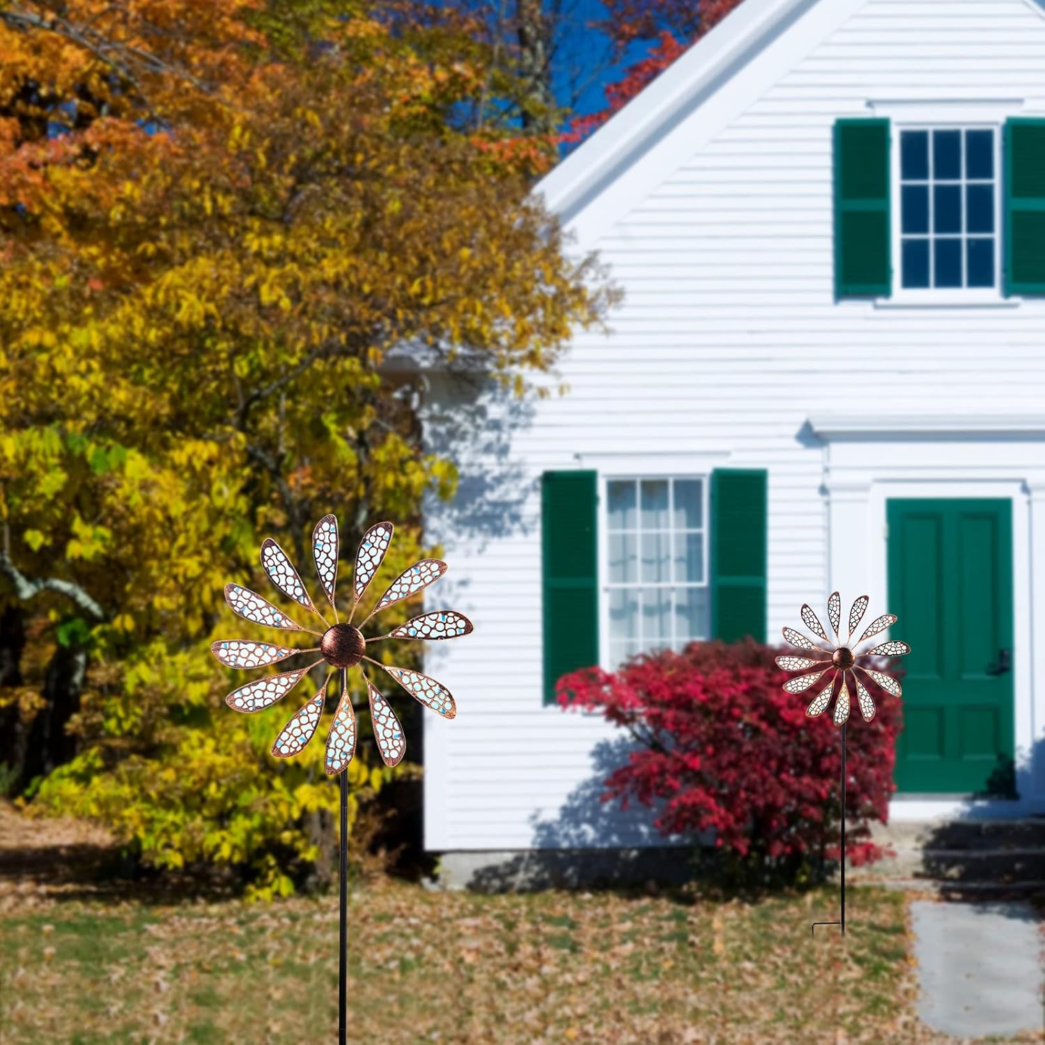 Outdoor Wind Spinner 33" Metal Wind Sculpture Waterproof Fluorescence Wind Spinners for Garden Patio Lawn Decoration