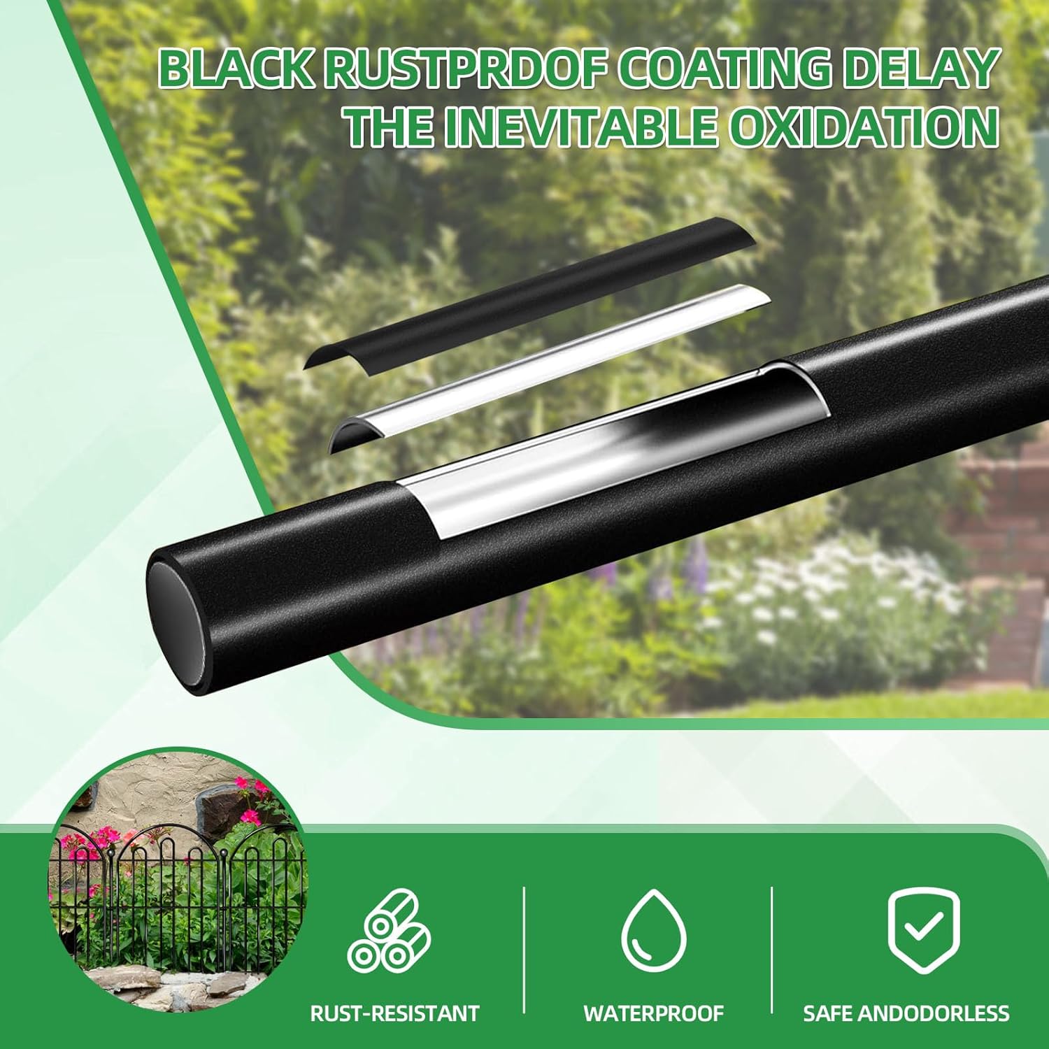 26 Pack Decorative Garden Fence, 26in x28ft Arched No Dig Animal Barrier Fence for Dog Rabbit, Rustproof Metal Ground Stake Border