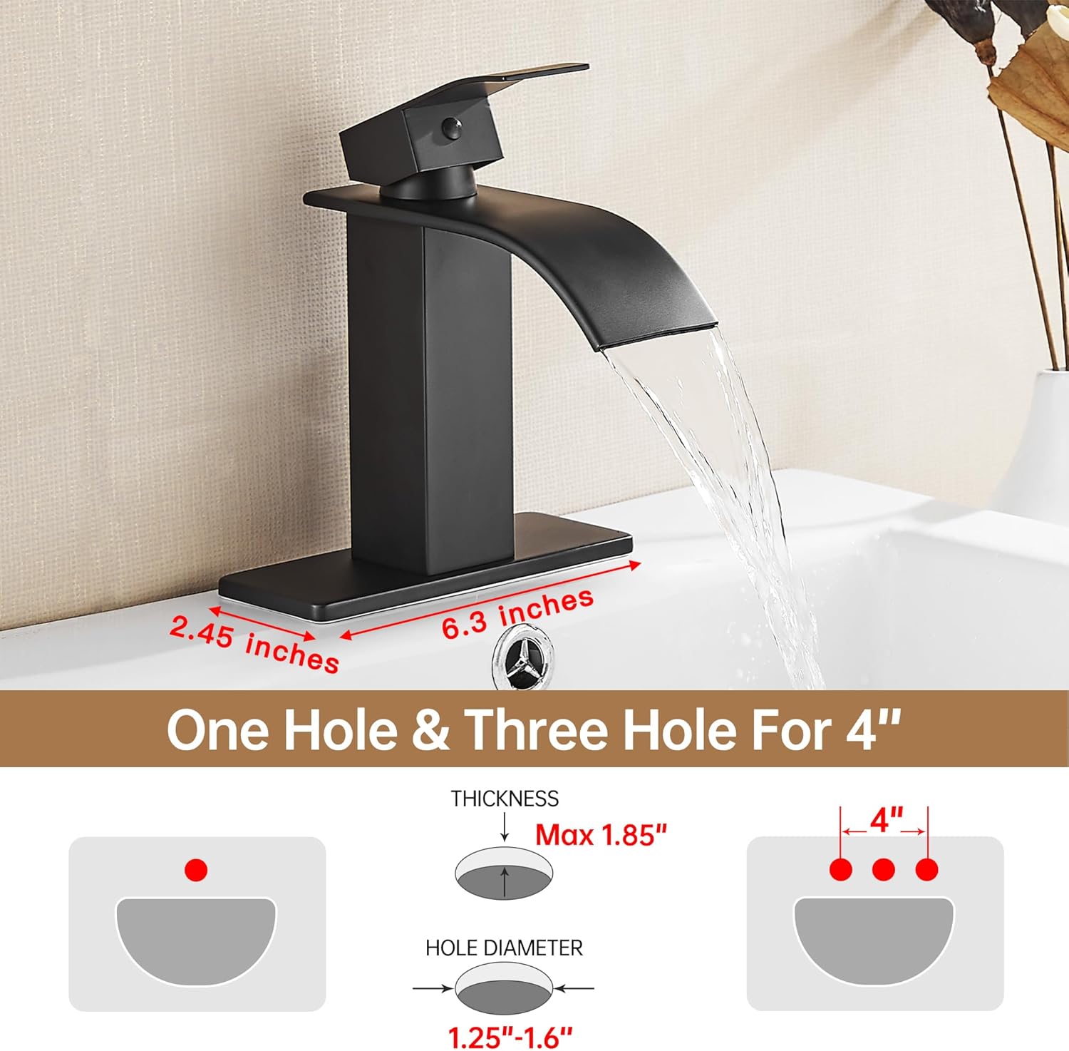 Black Waterfall Bathroom Faucet