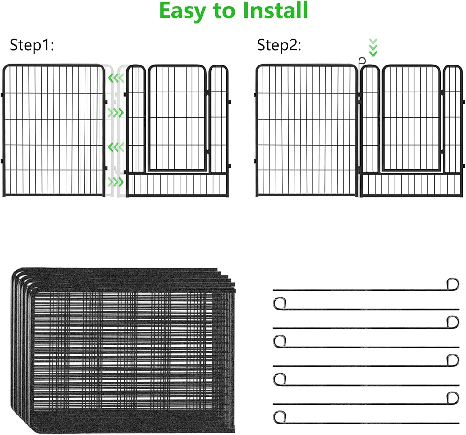 Decorative Garden Fence Metal Fence Panels No Dig Animal Barrier Fence with Gate, 32in(h) x 52ft(l) Garden Edging Fence