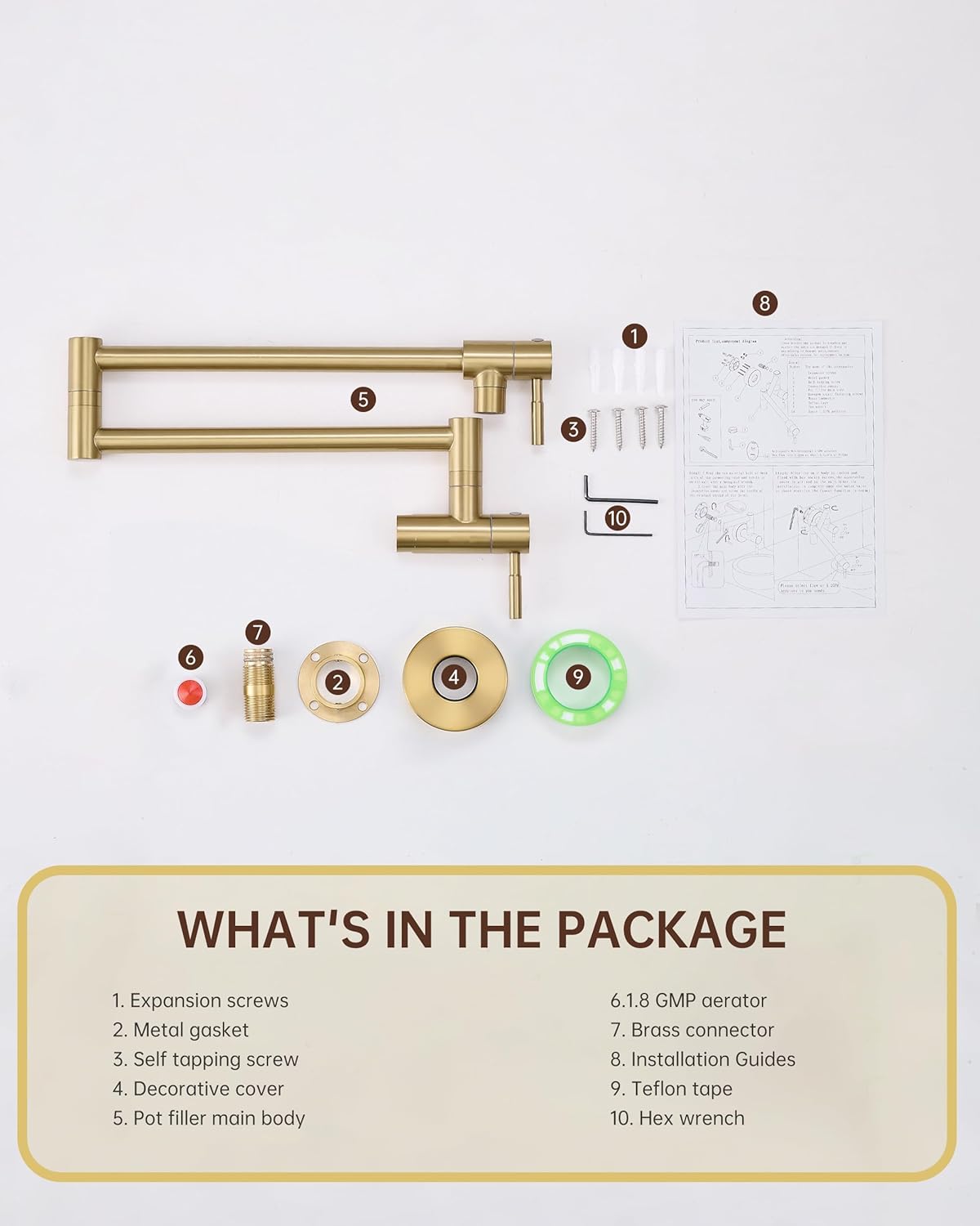 Brass Folding Stretchable with Double Joint Swing Arm