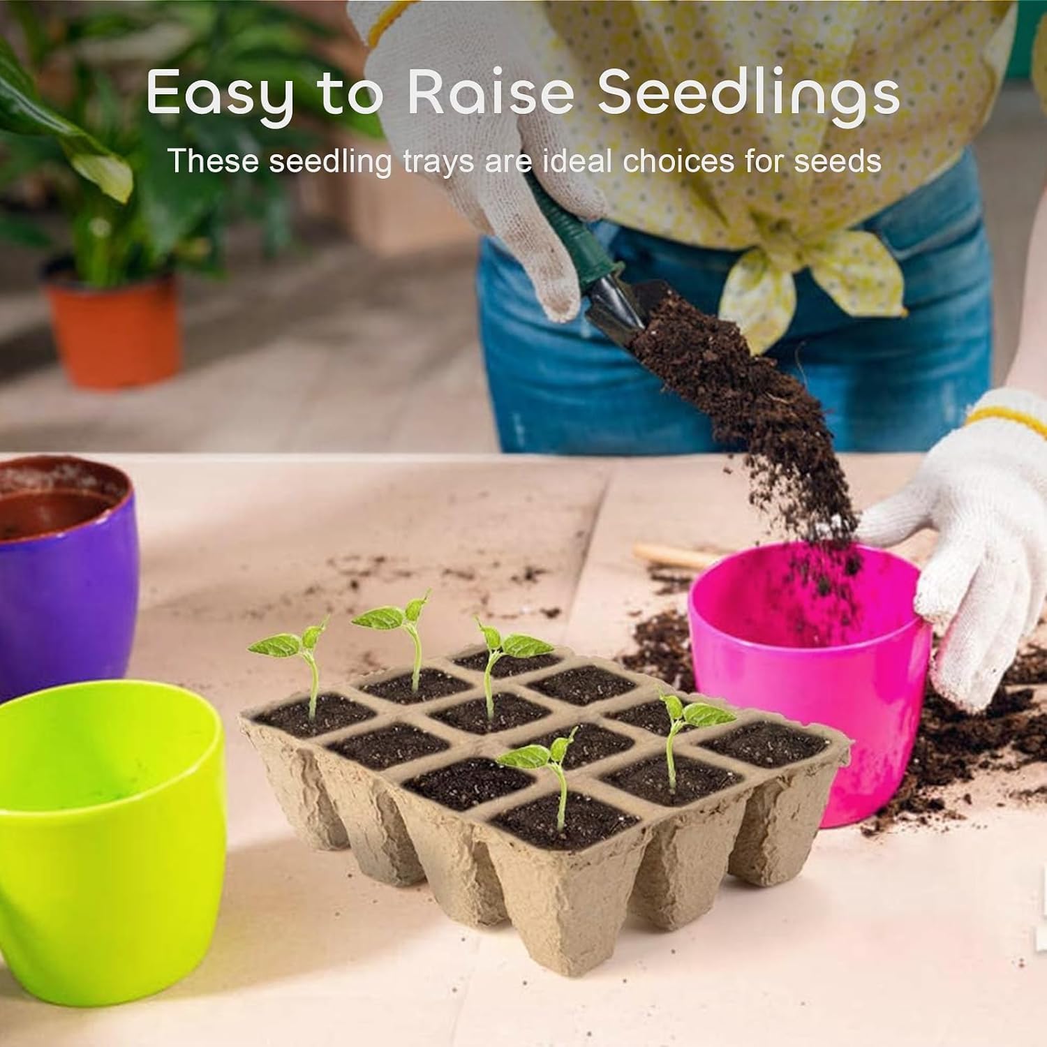 432 Cells Peat Pots Seed Starter Trays, 36 Packs Biodegradable Seedling Pots Germination Trays, Organic Plant Starter Kit with 15 Pcs Plant Labels