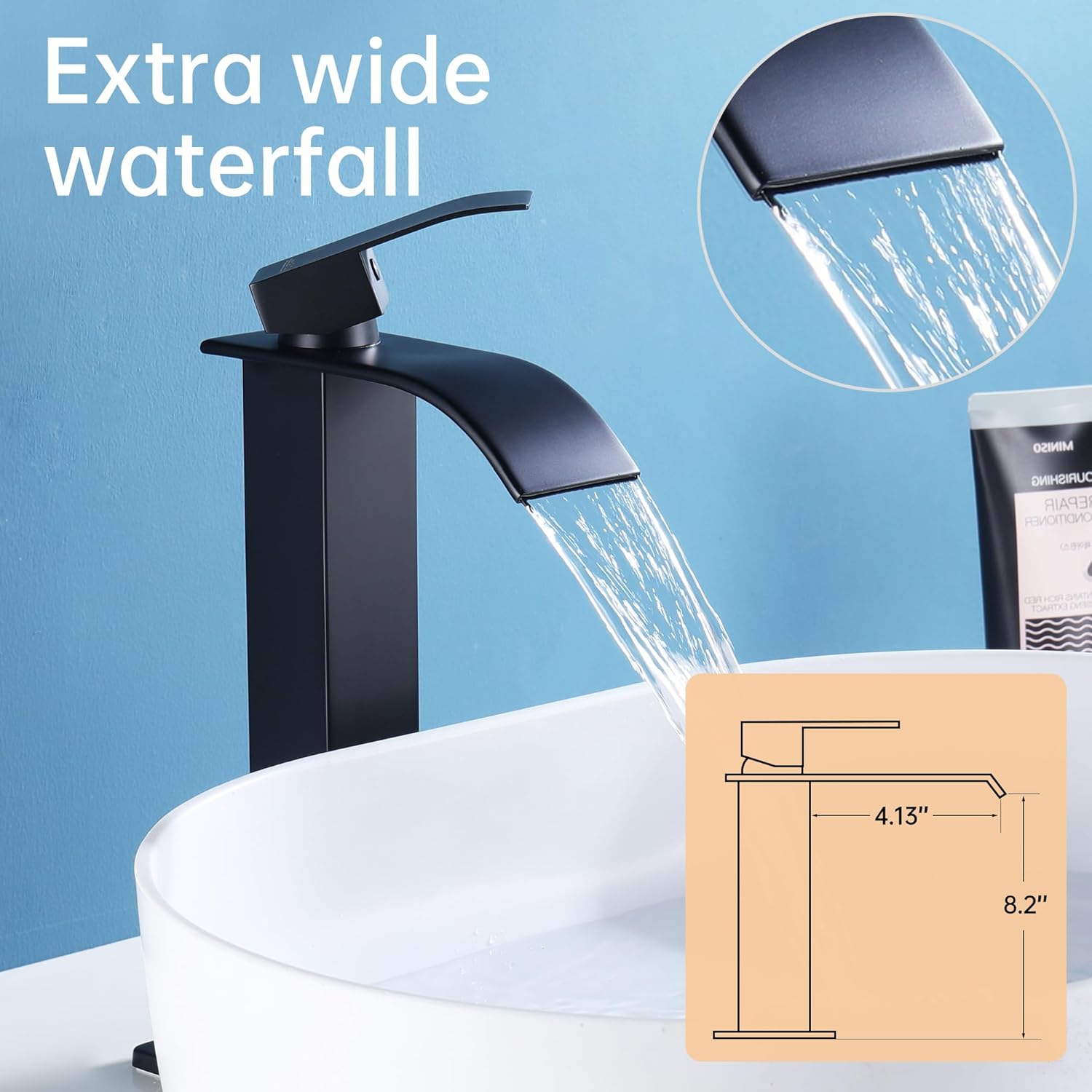 Tall Vessel Sink Faucet Matte Black Faucet