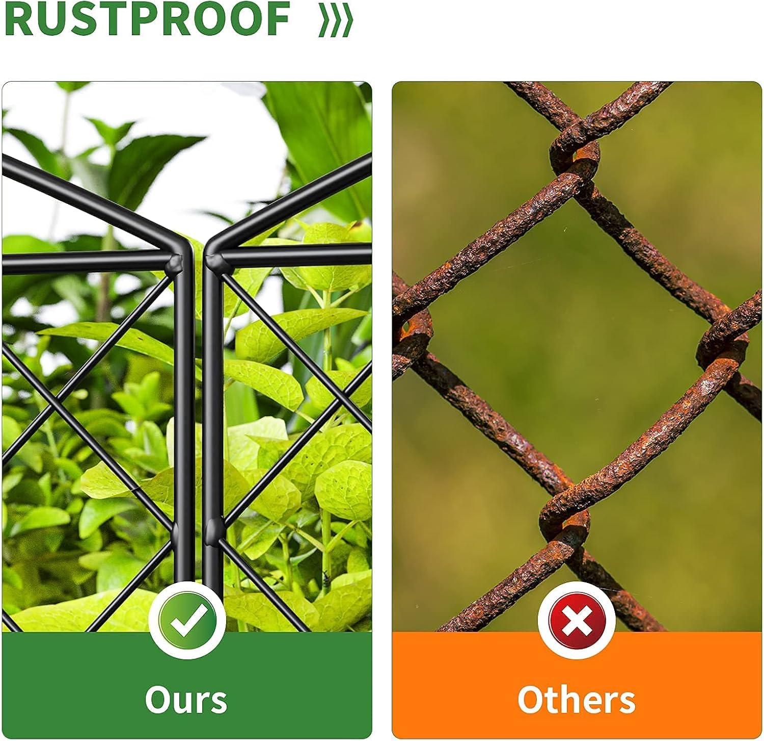 Decorative Garden Fence 17 in (H) x 10 ft (L) Animal Barrier Fence Landscape Fencing Outdoor Rustproof Metal No Dig Fencing Border