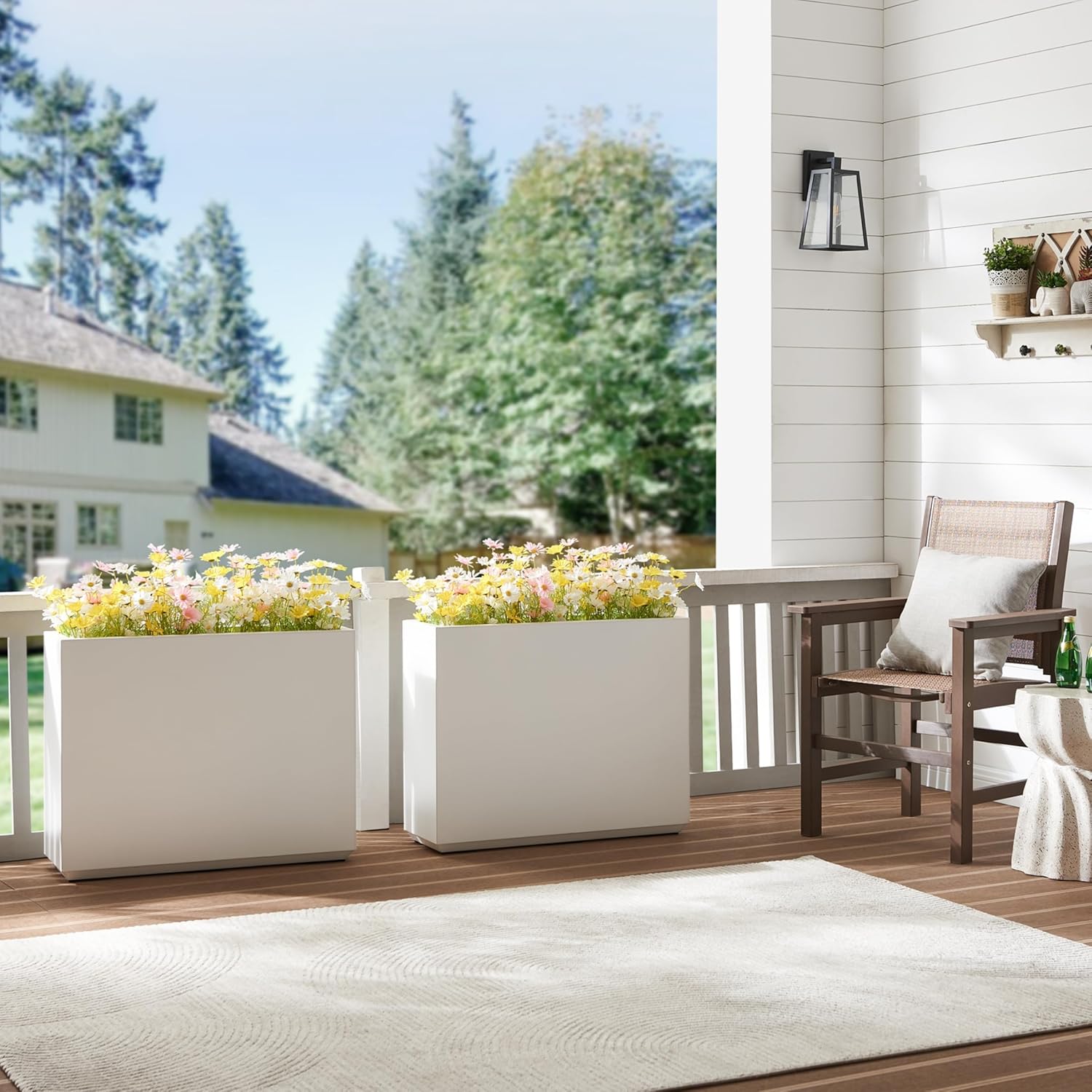 Metallic Heavy Outdoor Planter Box, Span Planter, Long and Tall Divider Planter, 30Lx10Wx24H