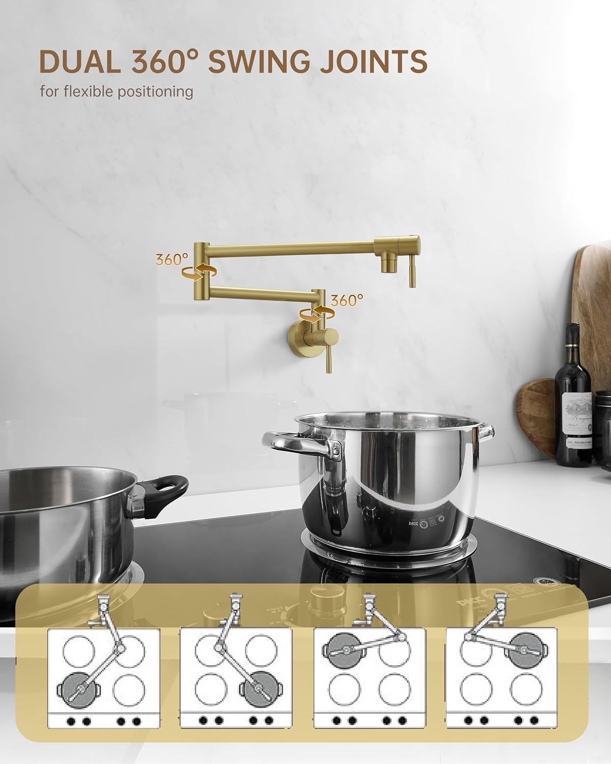 Brass Folding Stretchable with Double Joint Swing Arm