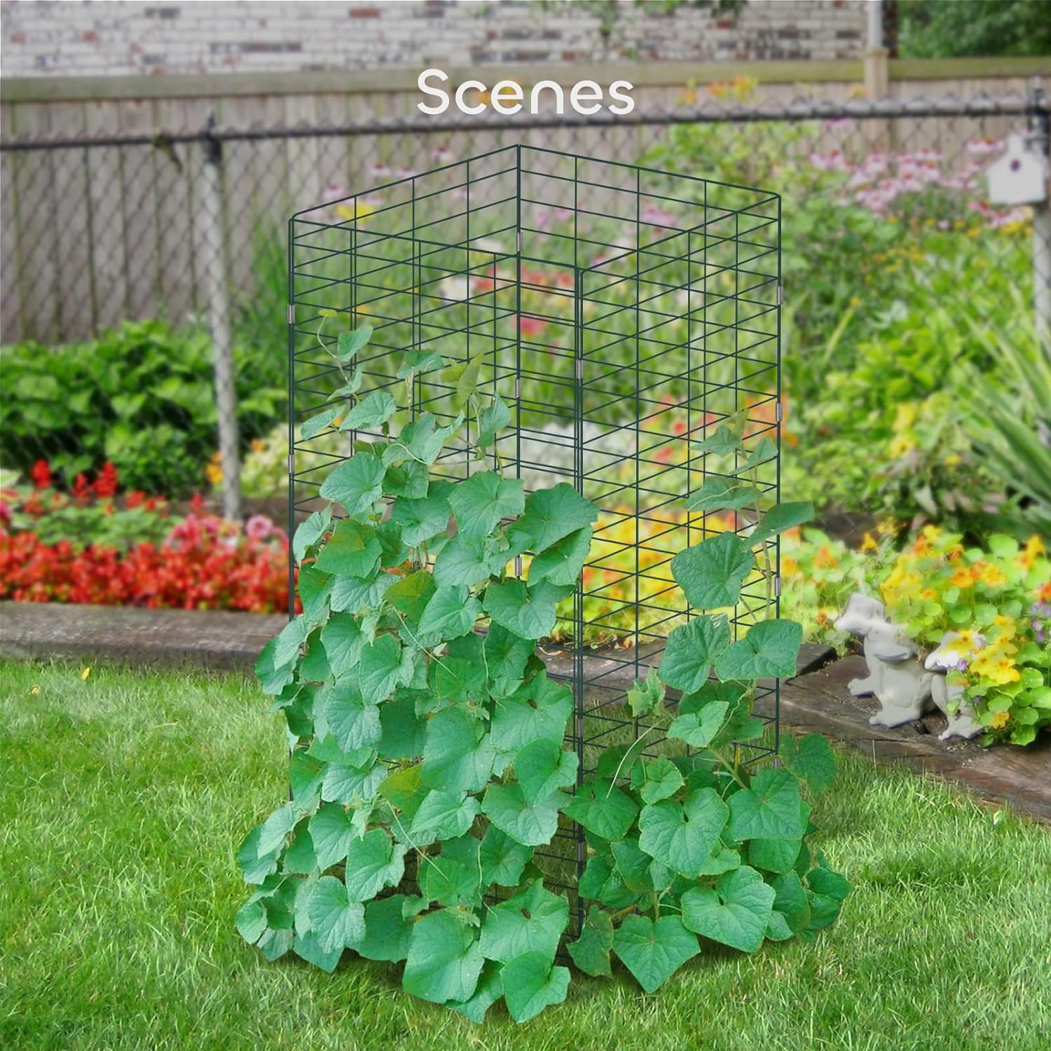 34 x 48 Inches Foldable Cucumber Trellis A-Frame Garden Trellis with 328 Feet Twist Ties, for Cucumber, Climbing Plants Vegetables Flowers