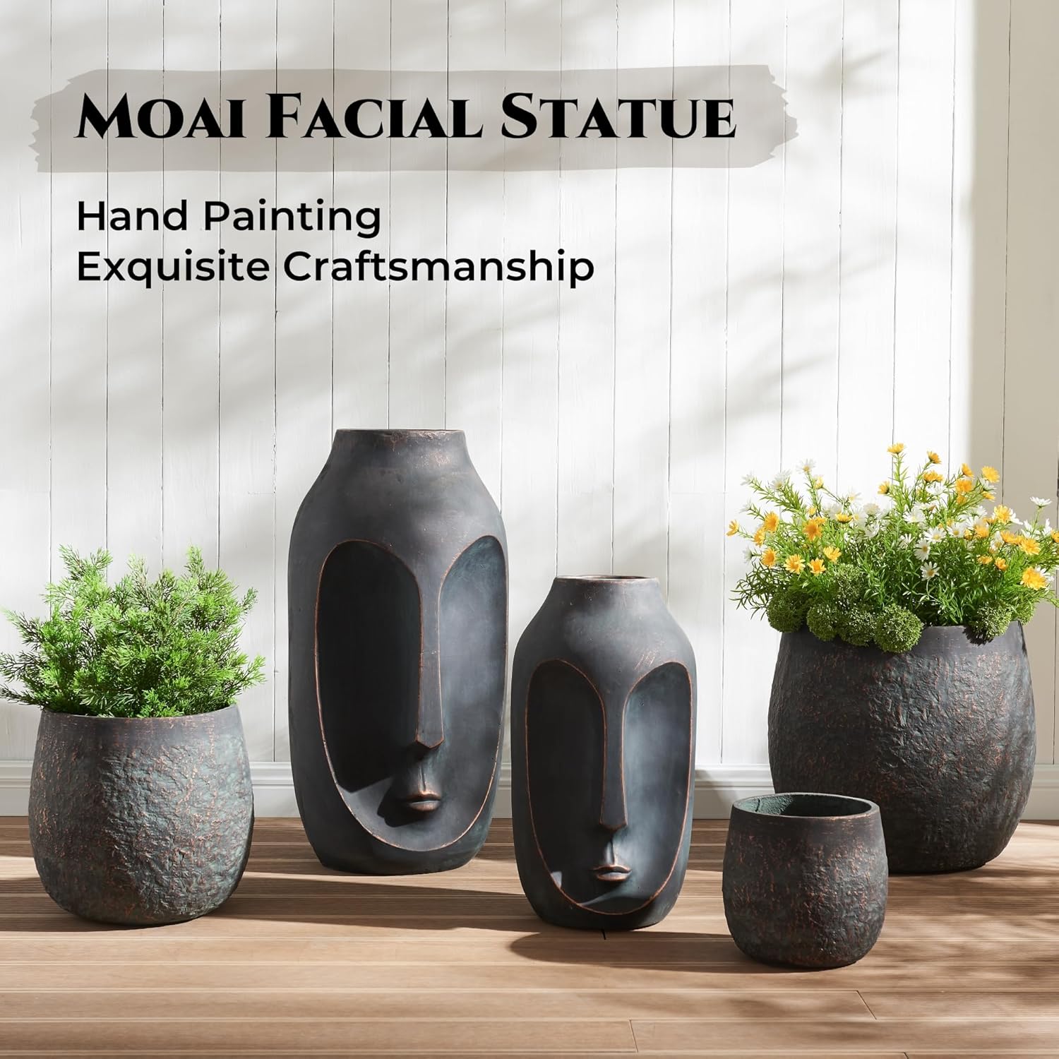 28 inches Tall Large Statue, Garden Sculpture & Statues, Modern Art Sculpture, Artificial Stone Figures, Living Room Decor, Tall Standing Sculpture for Home, Porch, Backyard, Bronze