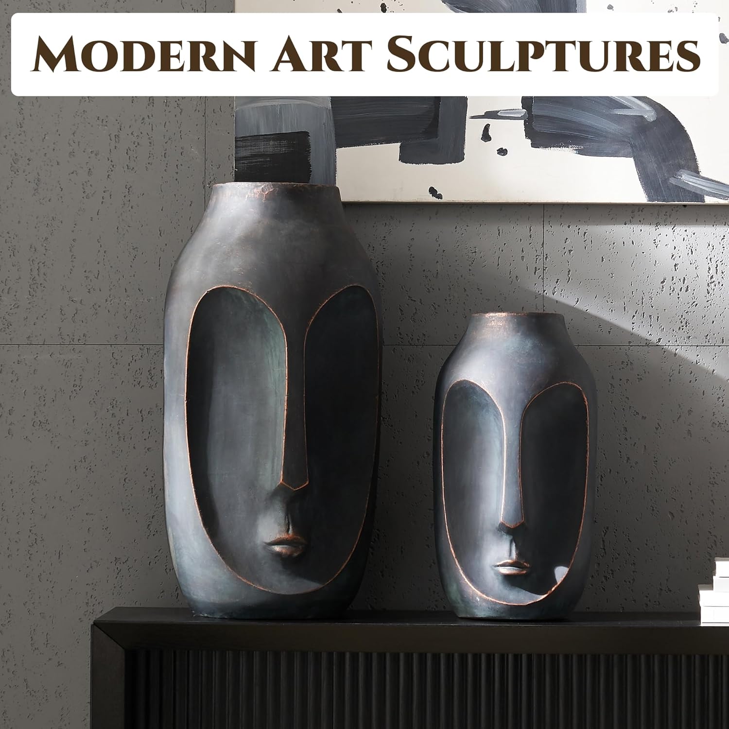 28 inches Tall Large Statue, Garden Sculpture & Statues, Modern Art Sculpture, Artificial Stone Figures, Living Room Decor, Tall Standing Sculpture for Home, Porch, Backyard, Bronze