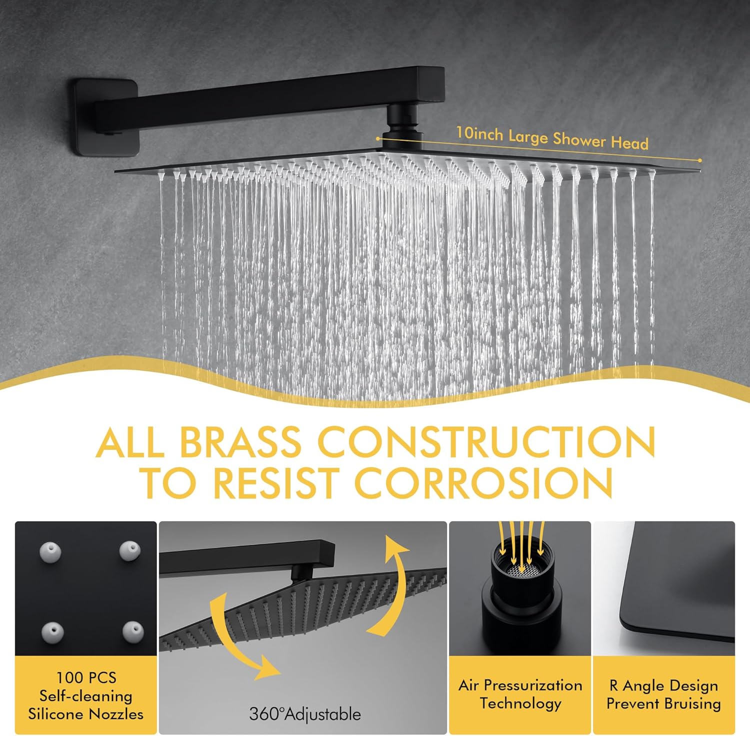 10 Inches Rainfall Shower Head and Handle 