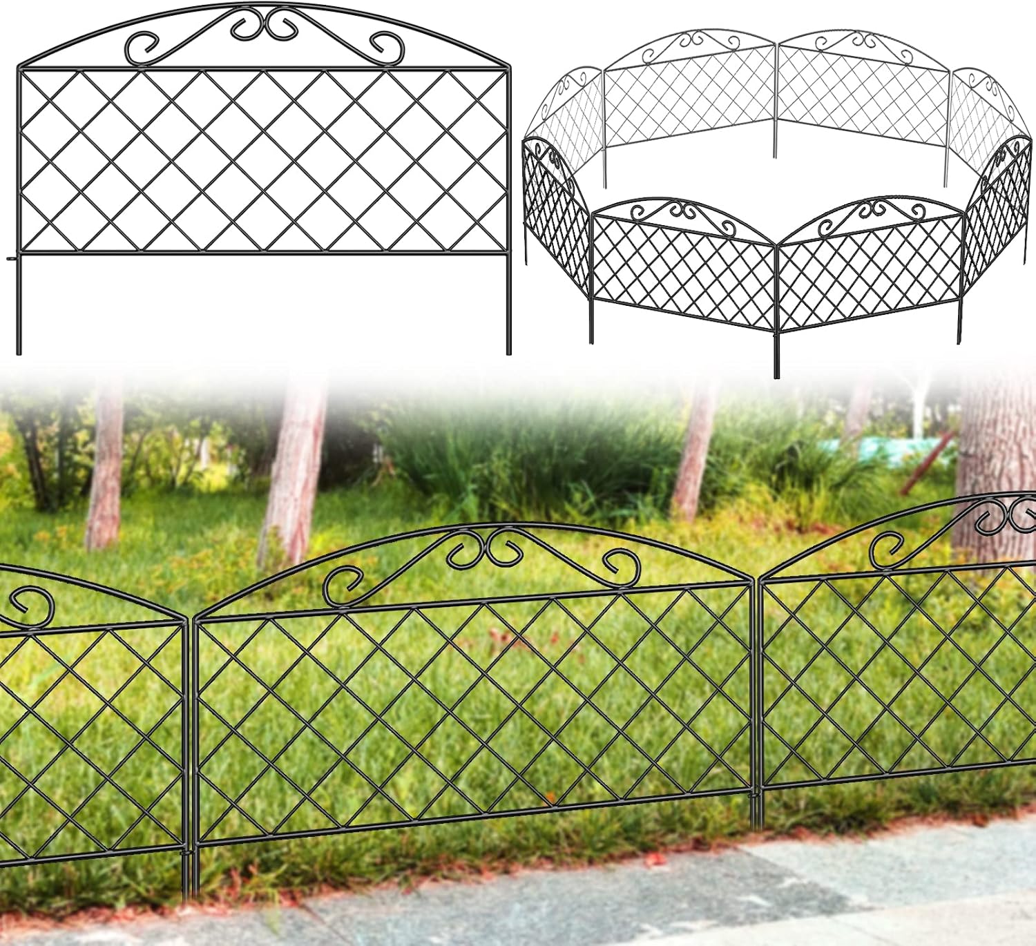 Decorative Garden Fence 17 in (H) x 10 ft (L) Animal Barrier Fence Landscape Fencing Outdoor Rustproof Metal No Dig Fencing Border
