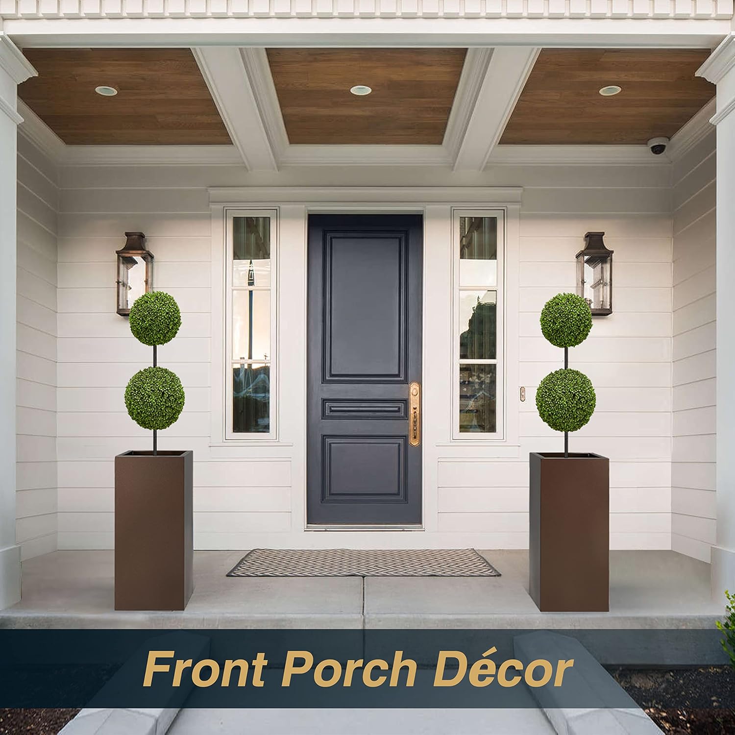 Metallic Heavy Tall Outdoor/Indoor Planter Box 14Lx14Wx30H Inches, Rectangular Tall Planter, Large Flowerpot, ‎35 Pounds, Espresso, No Assembly Required 1 Pack