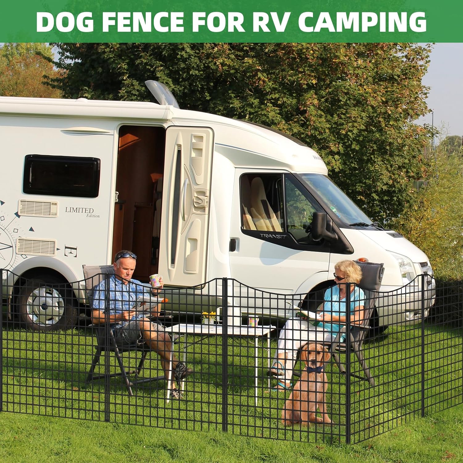 6 Panels 33 in(H) X 13ft(L) Dog Fence Outdoor for Yard, Garden Fence Animal Barrier, Decorative Metal Wire Fence Panel Tall Fencing for Garden