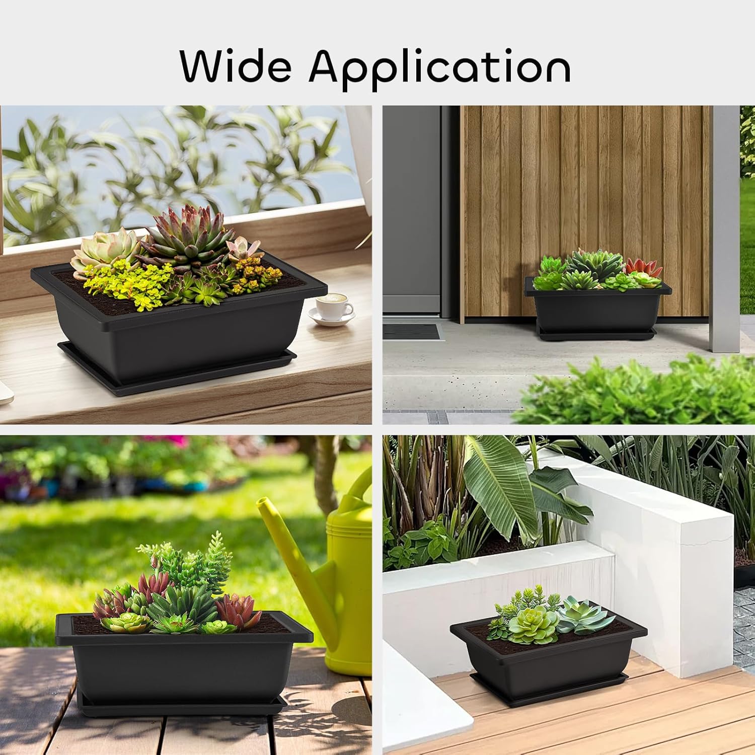 3 Packs 6.5 Inch Bonsai Pots with Drainage Trays, Bonsai Tree Kits with Repotting Mat, Durable Small Bonsai Training Planter Growing Pot, Built in Mesh