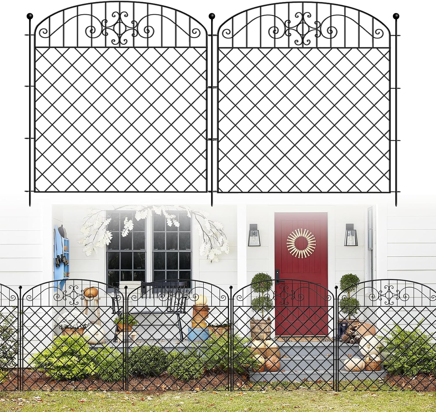 10 Panels No Dig Decorative Garden Fence 32 in(H) x 23.6 ft(L), Rustproof Metal Fence Borders for Dogs Outside, Dog Fence Outdoor for Yard