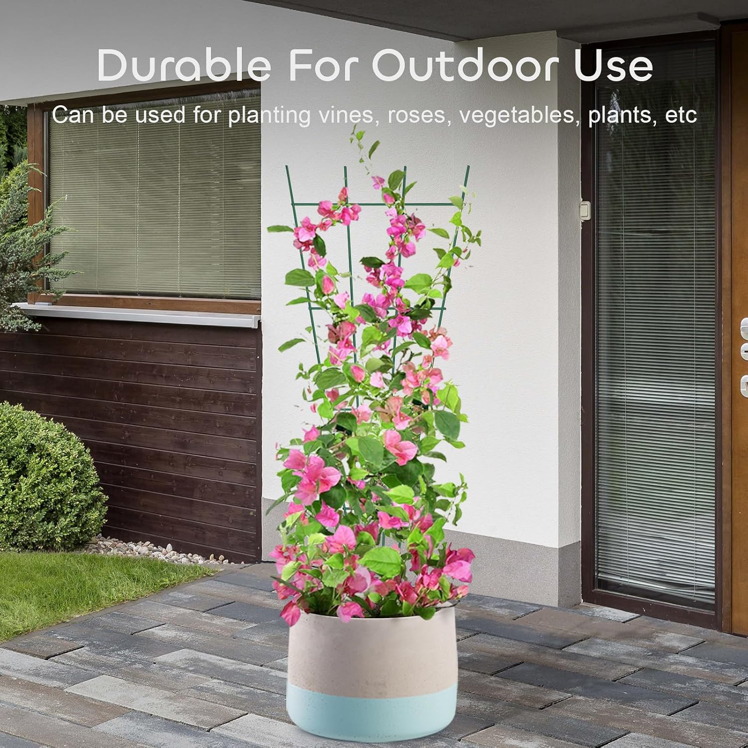 3 Pcs 43" Garden Trellis for Potted Plants, Metal Trellis for Climbing Plants Outdoor Indoor, Vertical Shape Plant Support with 20 Pcs Cable Ties for Houseplant Flower Vines Ivy