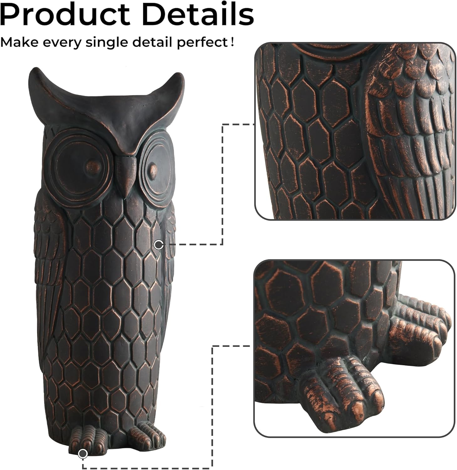 Large Outdoor and Indoor Statue, 40"-32" inches Garden Sculptures & Statues, Faux Stone Owl Sculpture Set of 2, Garden Decoration