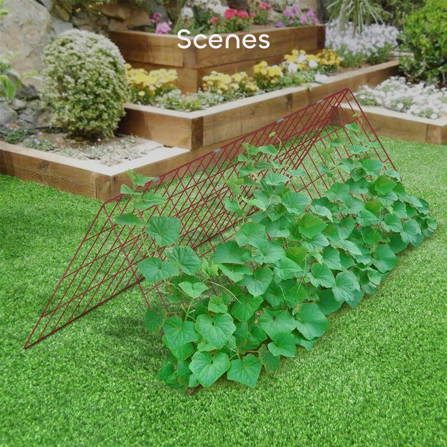 34 x 48 Inches Red Foldable Cucumber Trellis A-Frame Garden Trellis with 328 Feet Twist Ties, for Cucumber, Climbing Plants Vegetables Flowers