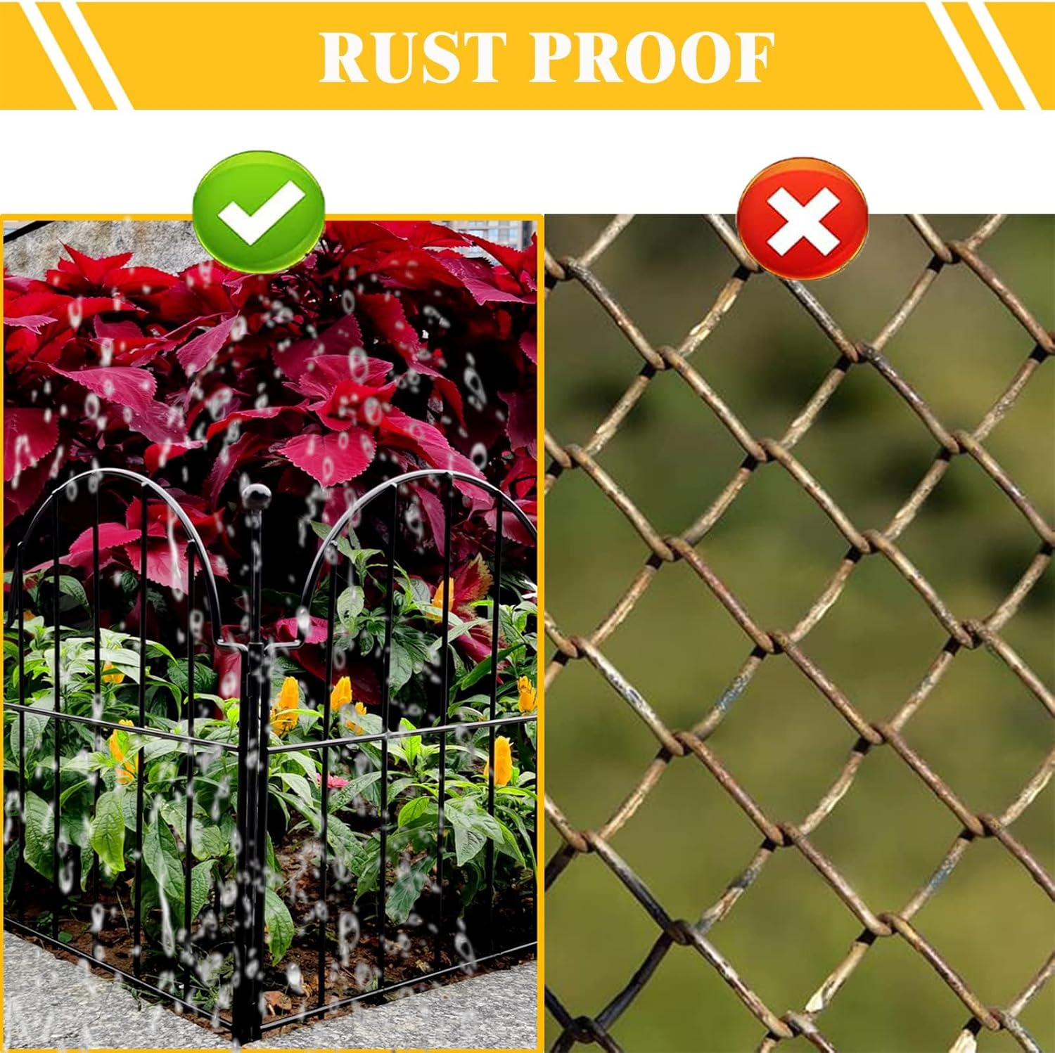 22 in(H) x 130 in(L) Arched Rustproof Metal No Dig Fence Garden Fence Border, Ground Stake Animal Barrier Fence